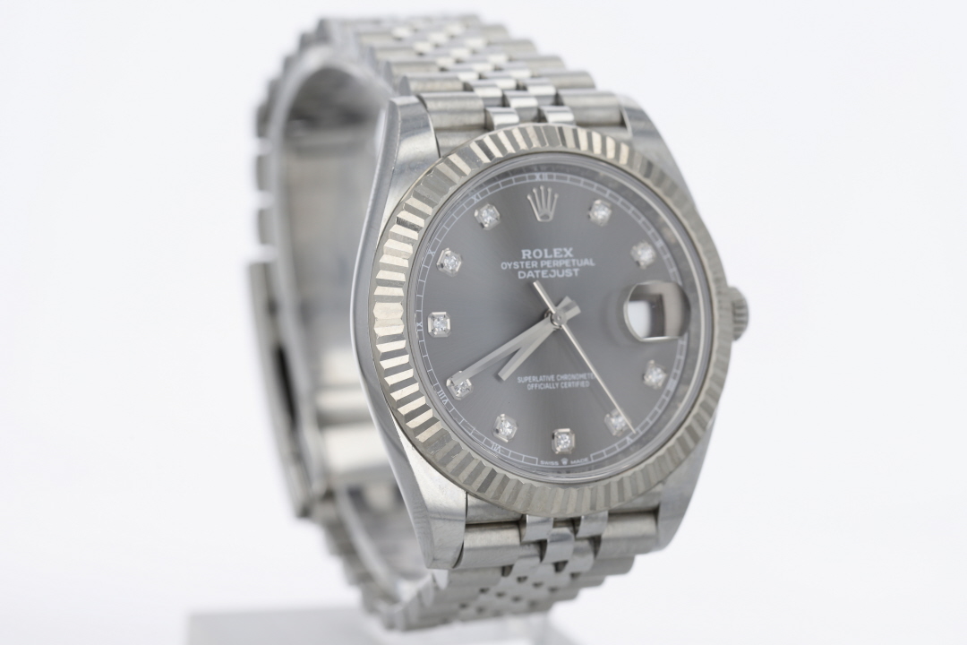 Rolex Datejust Diamond Accent Gray Dial 18k White Gold & Stainless