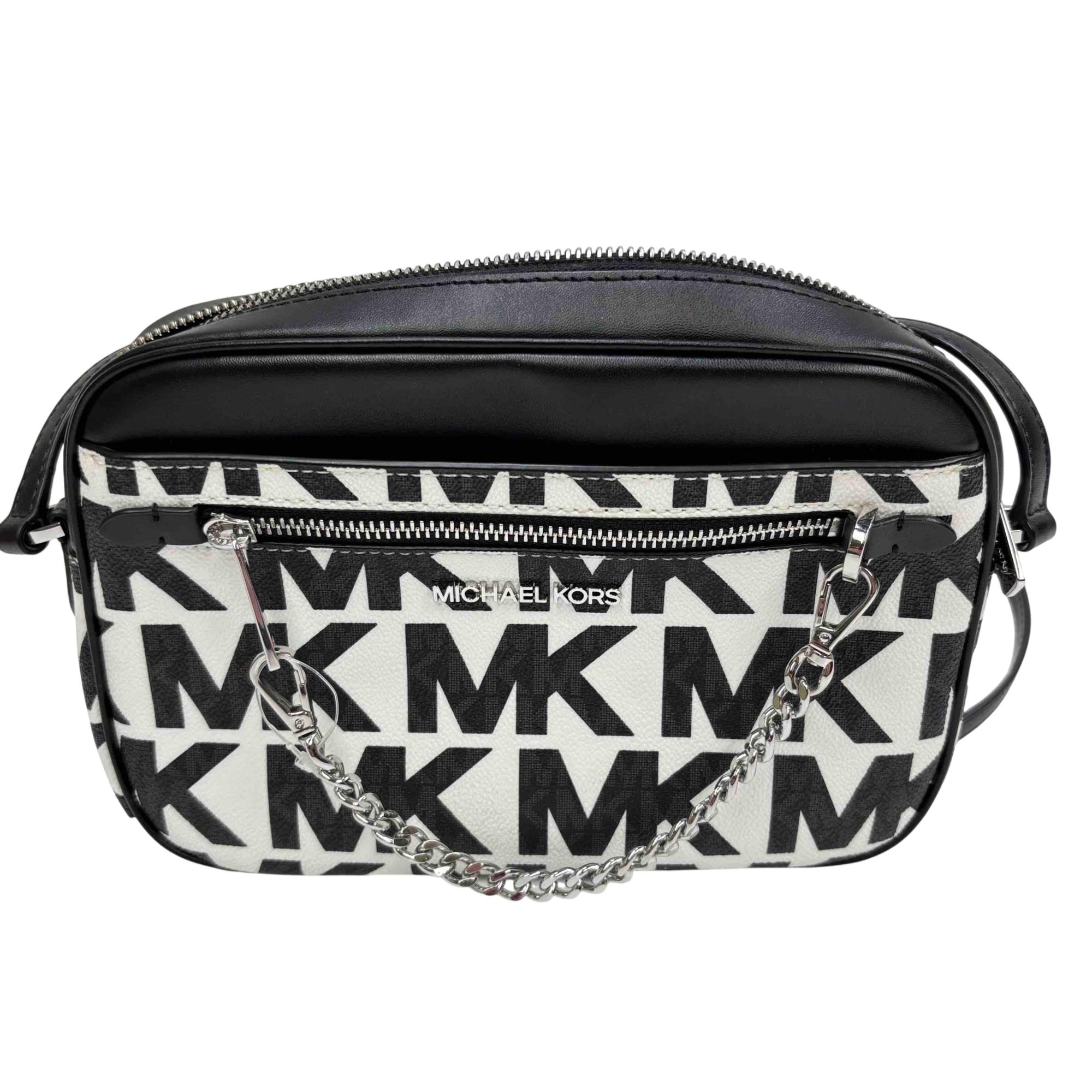 Michael Kors 35F1STTC7R Monogram Black and White Crossbody Bag