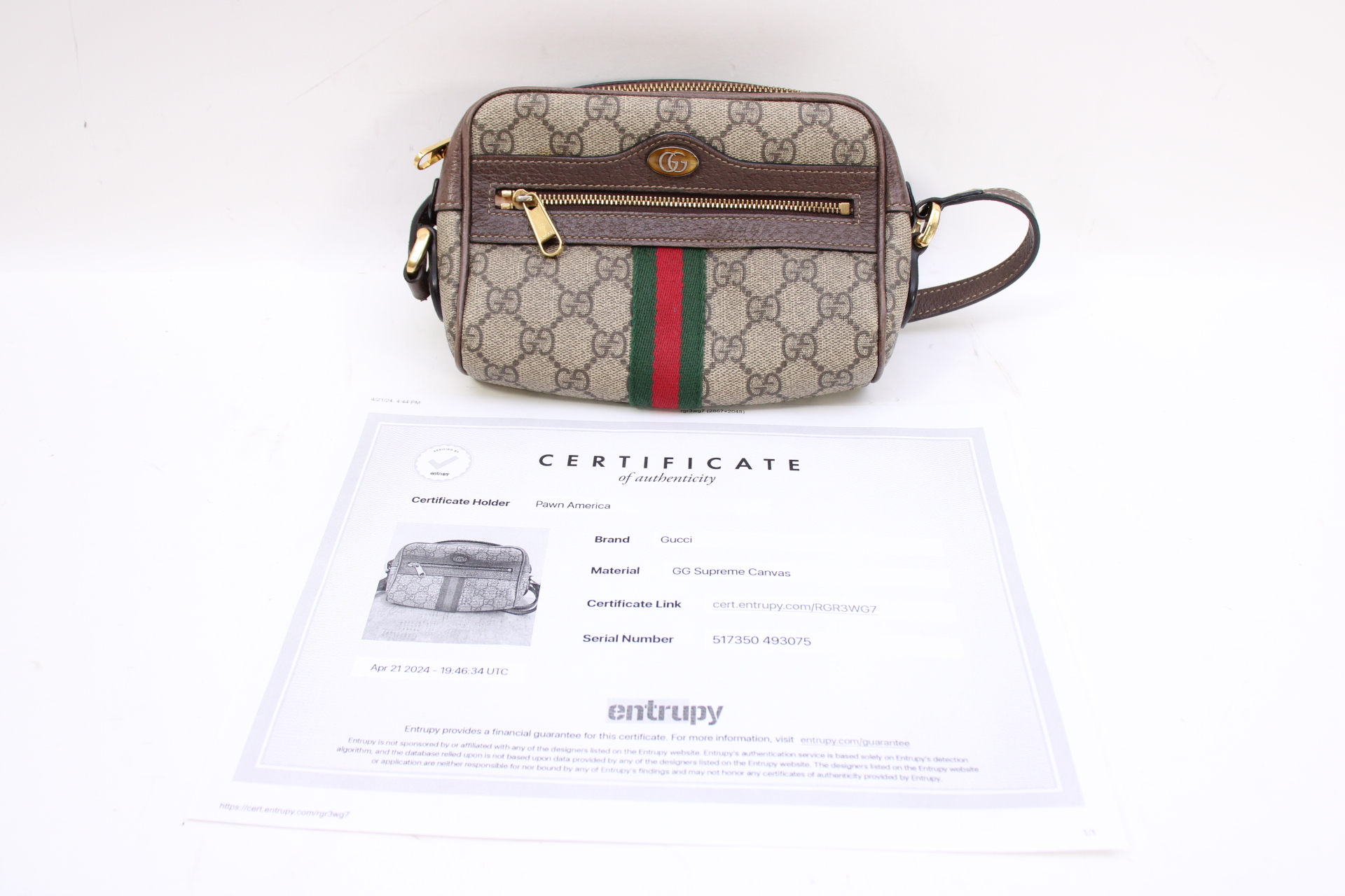 Gucci 517350 96IWS 8745 Ophidia GG Supreme Mini Bag