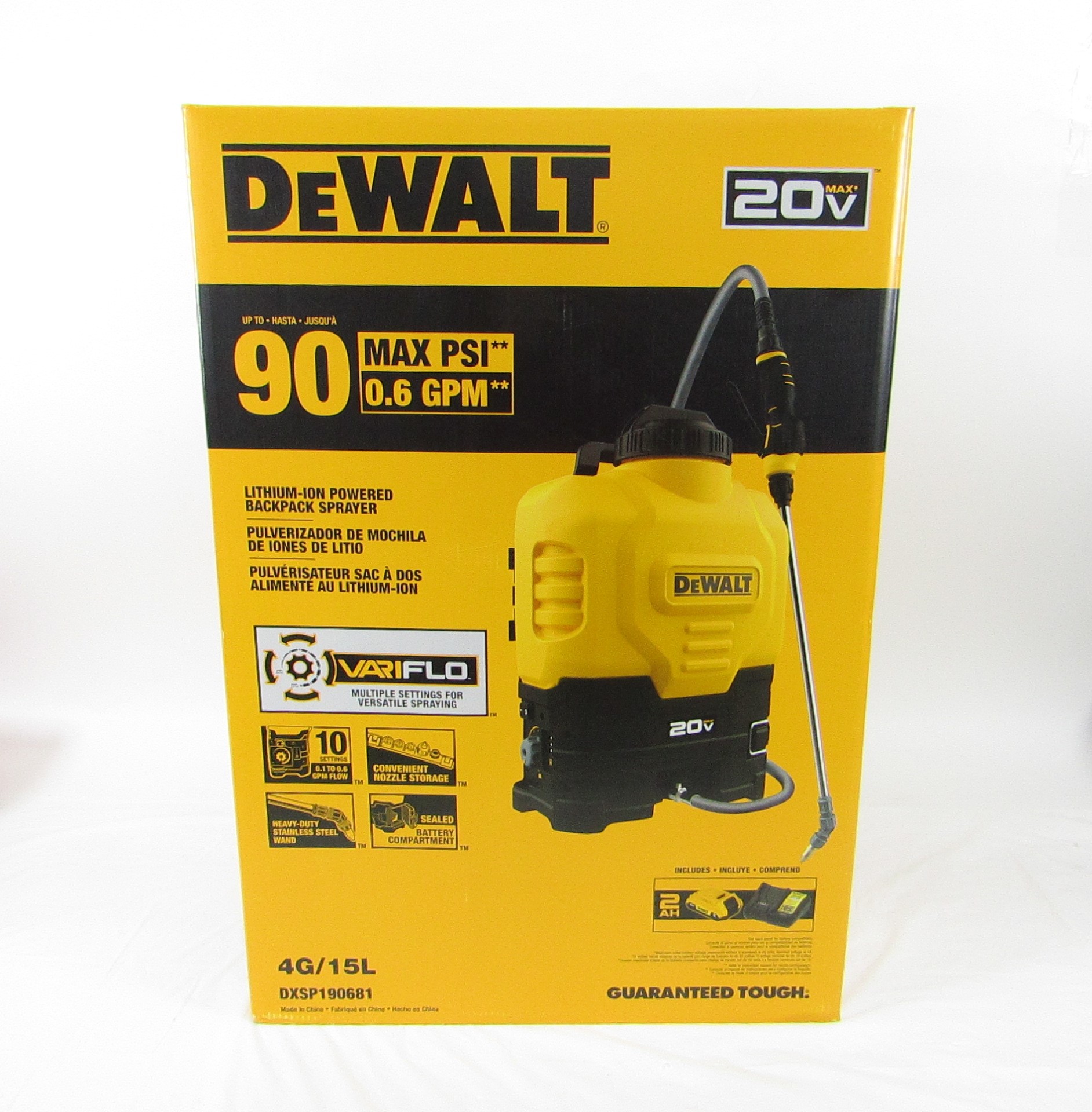 DeWalt DXSP190681 4 Gallon 90 Max PSI Lithium Ion Powered Backpack