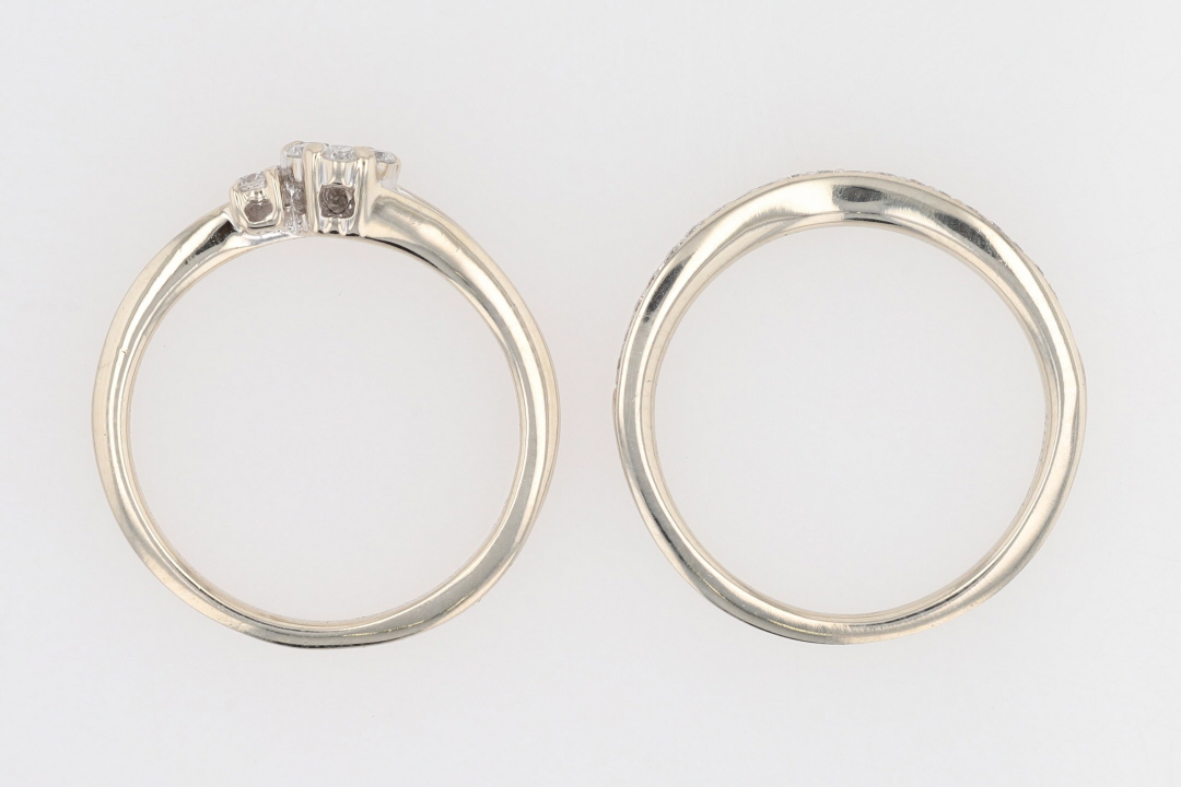 .18ctw Round Cut Diamond Cluster Wedding Set Rings 14k White Gold Size 4.5
