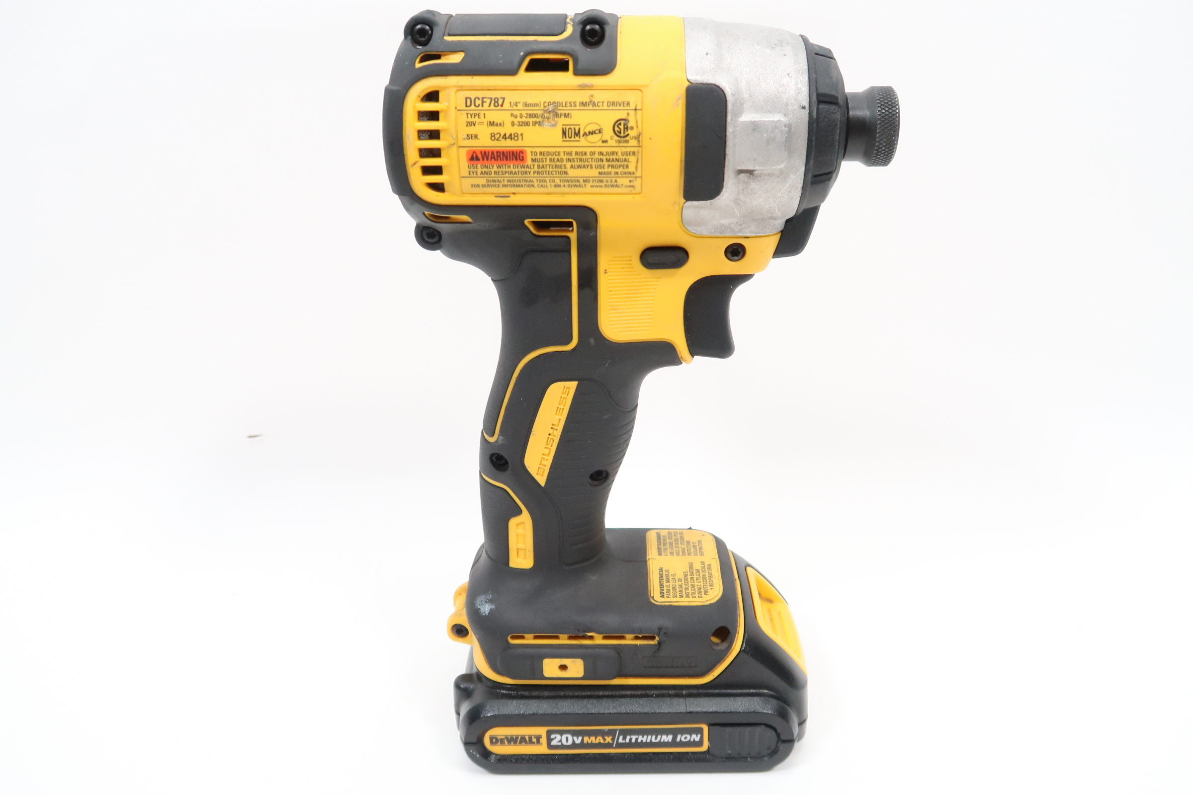 Dewalt Dcf787 20v Max Li-ion Brushless 1 4 In. Cordless Impact Driver