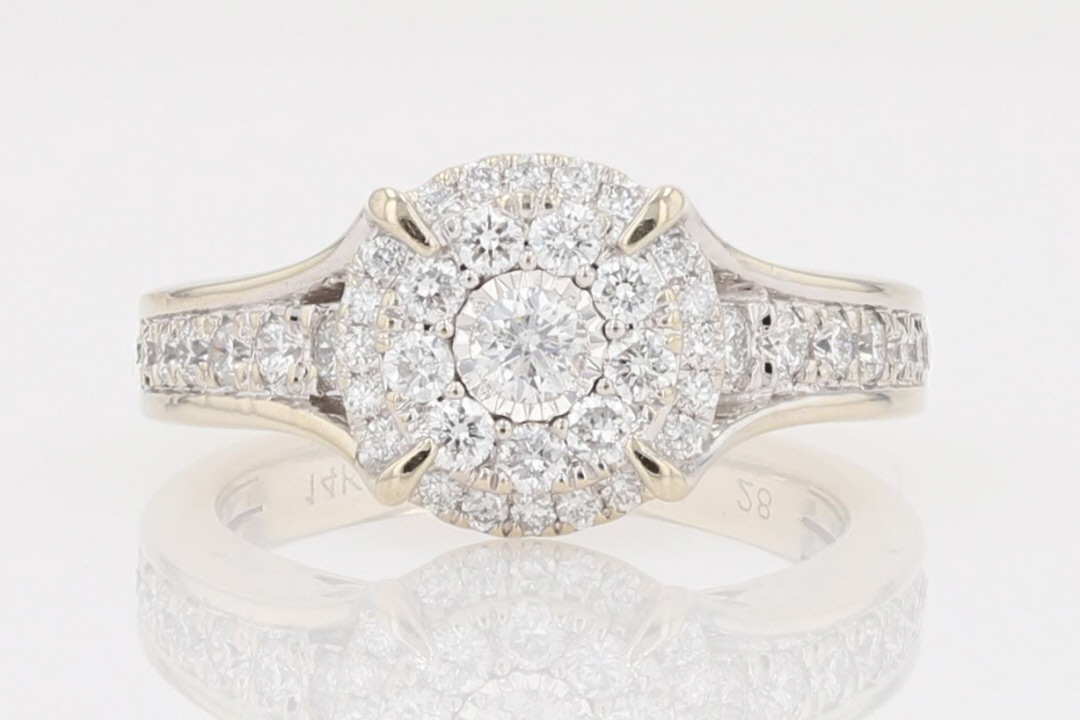 .64ctw Round Cut Diamond Double Halo Engagement Ring 14k White Gold ...
