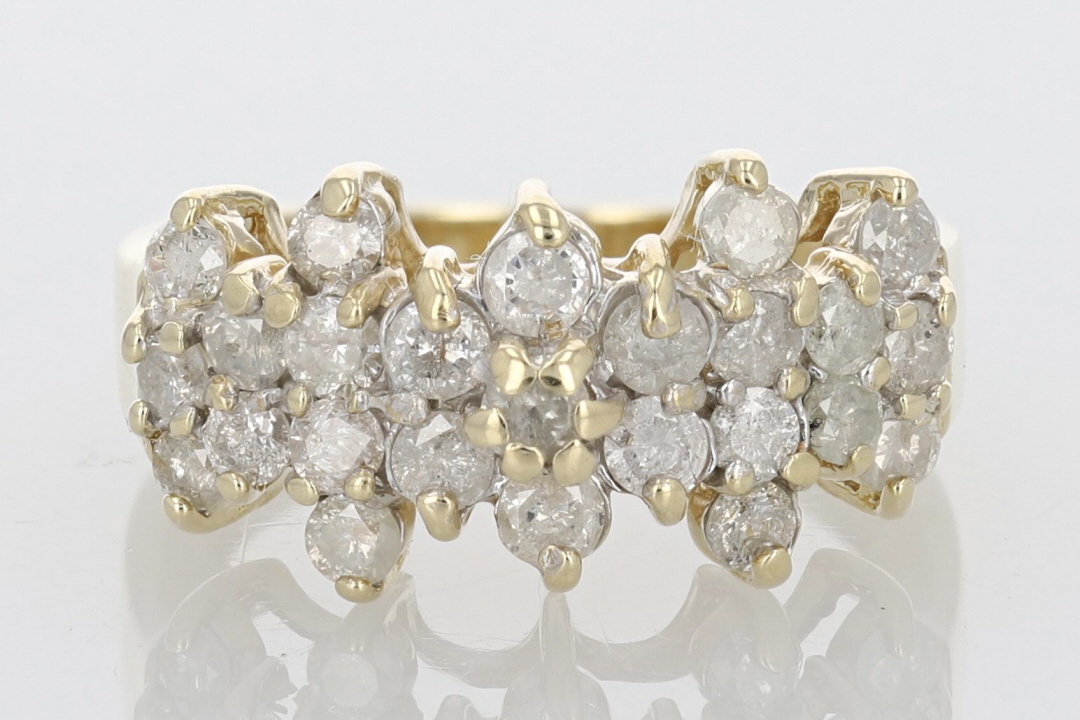 1.94ctw Round Cut Diamond Cluster Statement Ring 10K Yellow Gold Size 7