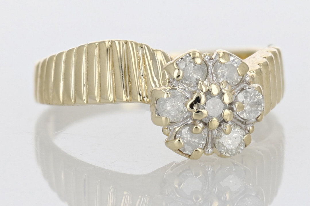 .53ctw Round Cut Diamond Cluster Engagement Ring 10k Yellow Gold Size 8