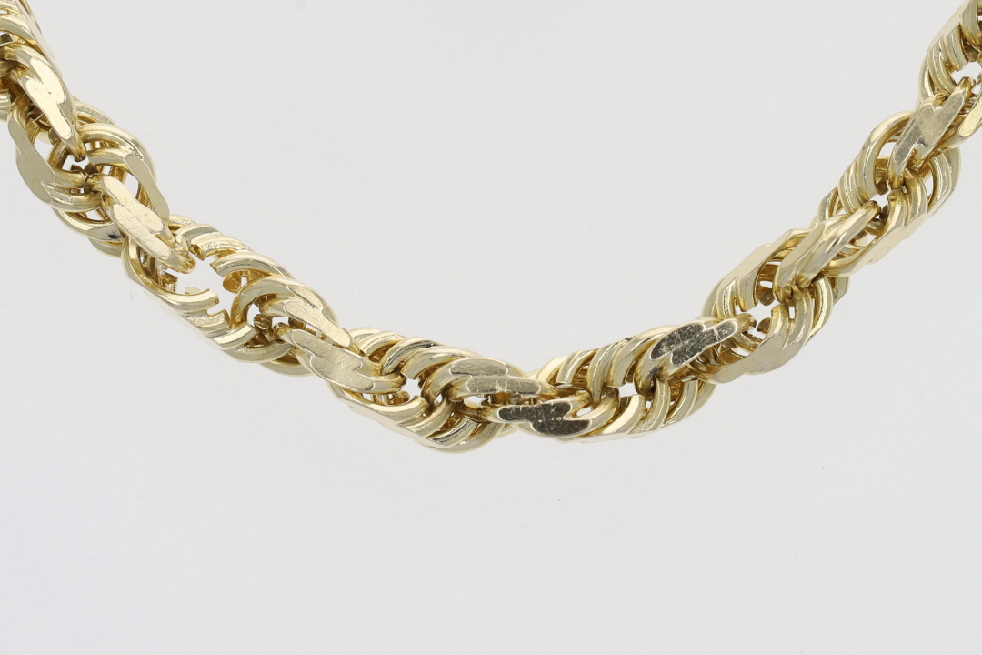 3.5mm Rope Link Chain 22.25" Necklace 14k Yellow Gold 26.59 Grams