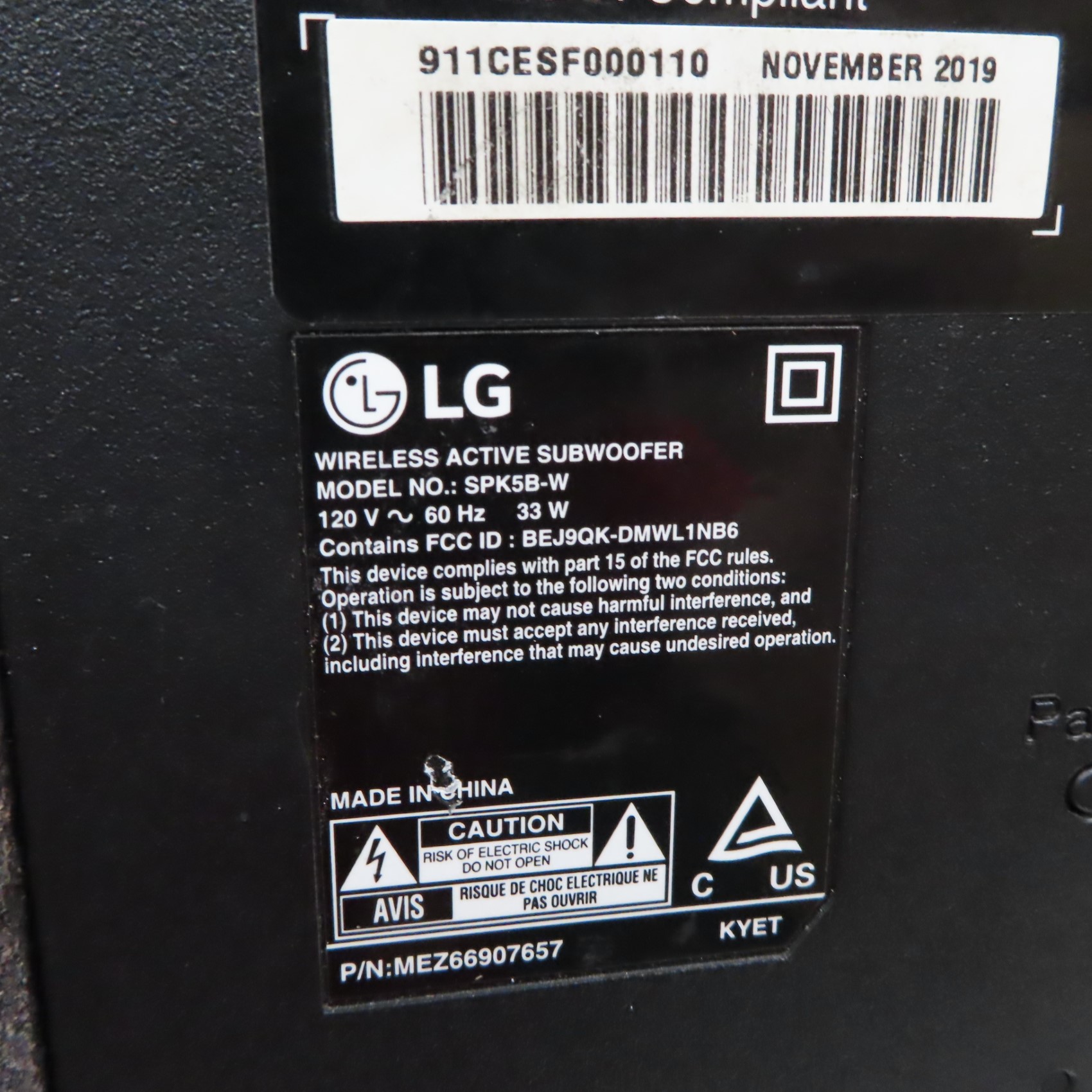 LG SKM5Y 2.1Channel 360W RMS Soundbar/Subwoofer System (Local PickUp