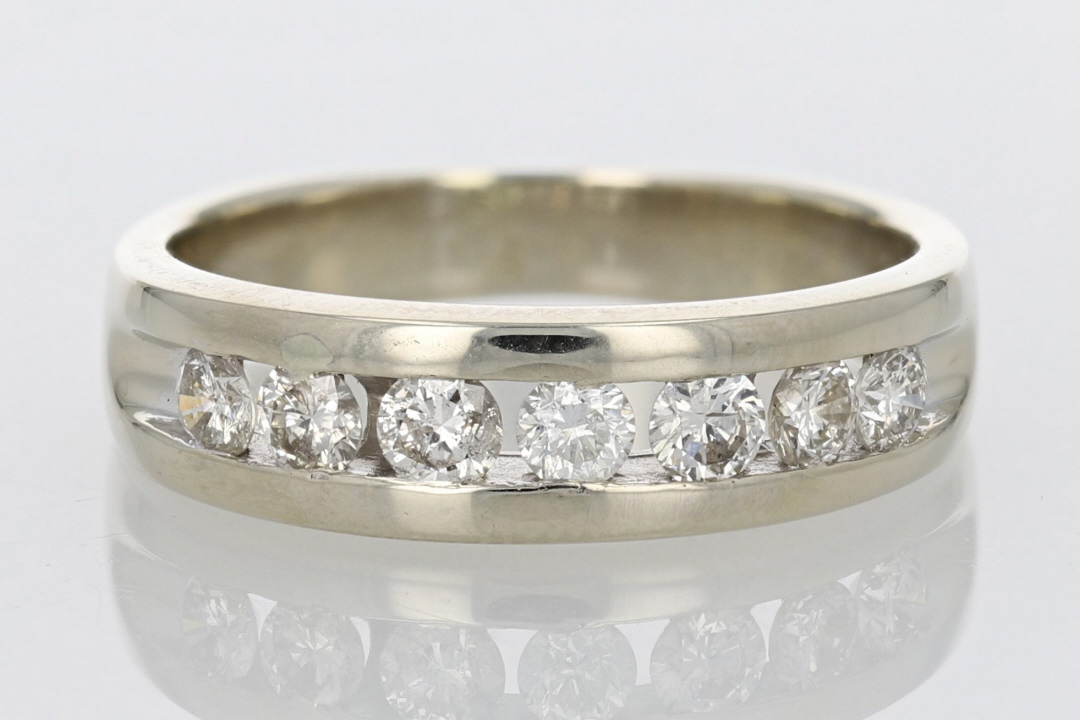.91ctw Round Cut Diamond Channel-Set Wedding Band Ring 14k White Gold ...