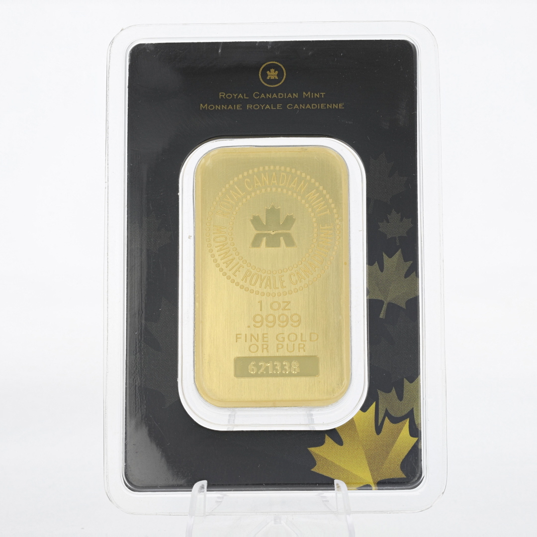 Royal Canadian Mint 1 oz .9999 Fine Gold Bullion Bar Assay Certificate