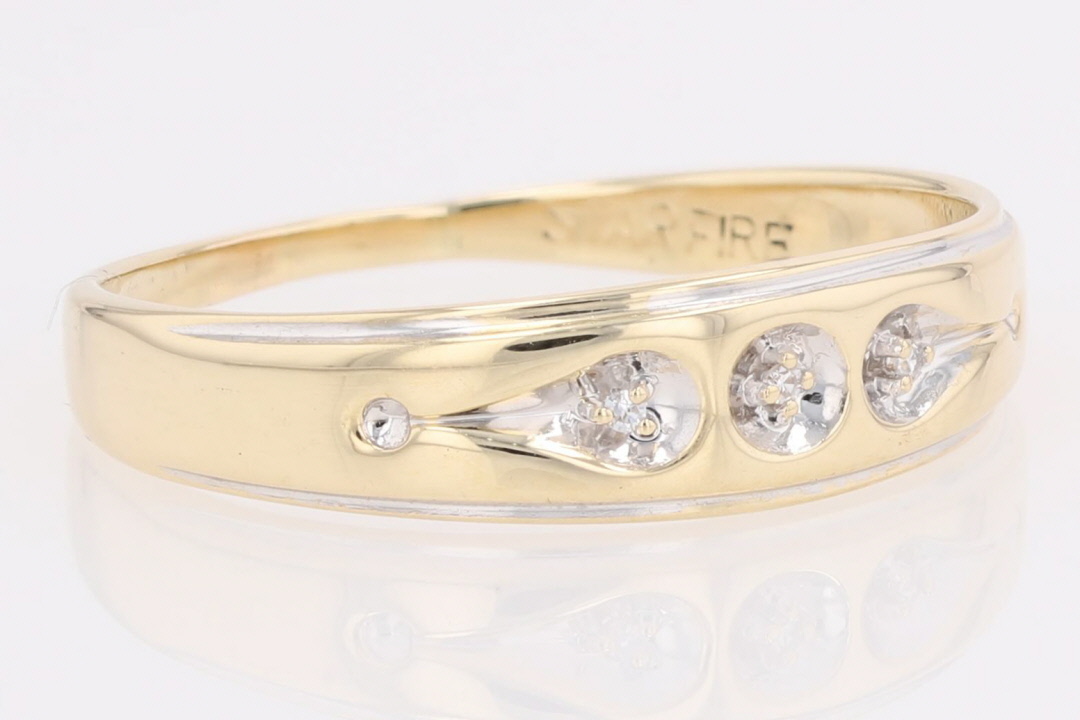 .02ctw Round Cut Diamond Prong Set Wedding Band Ring 14k Yellow Gold ...