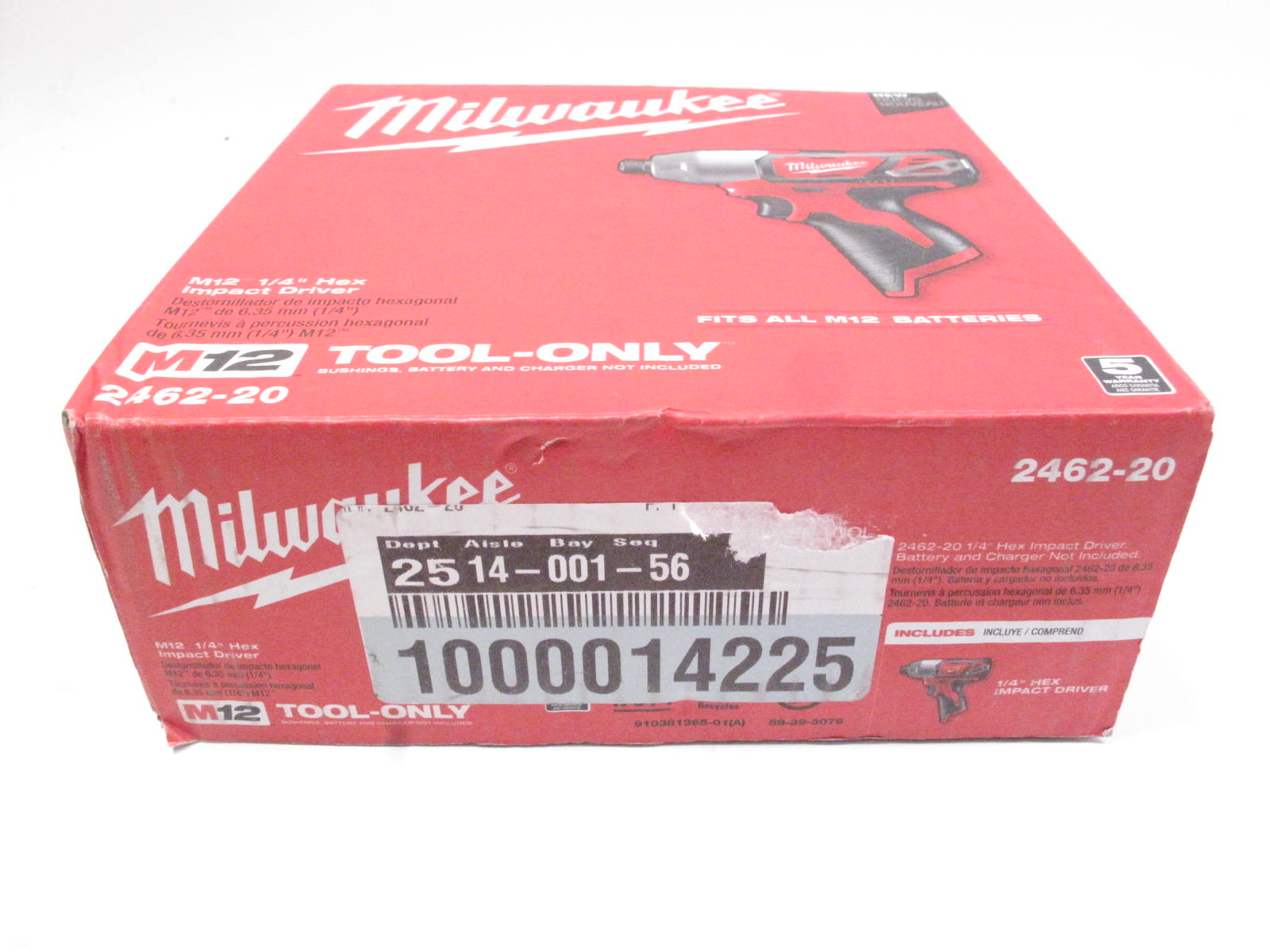 Milwaukee 2462-20 12V 1/4