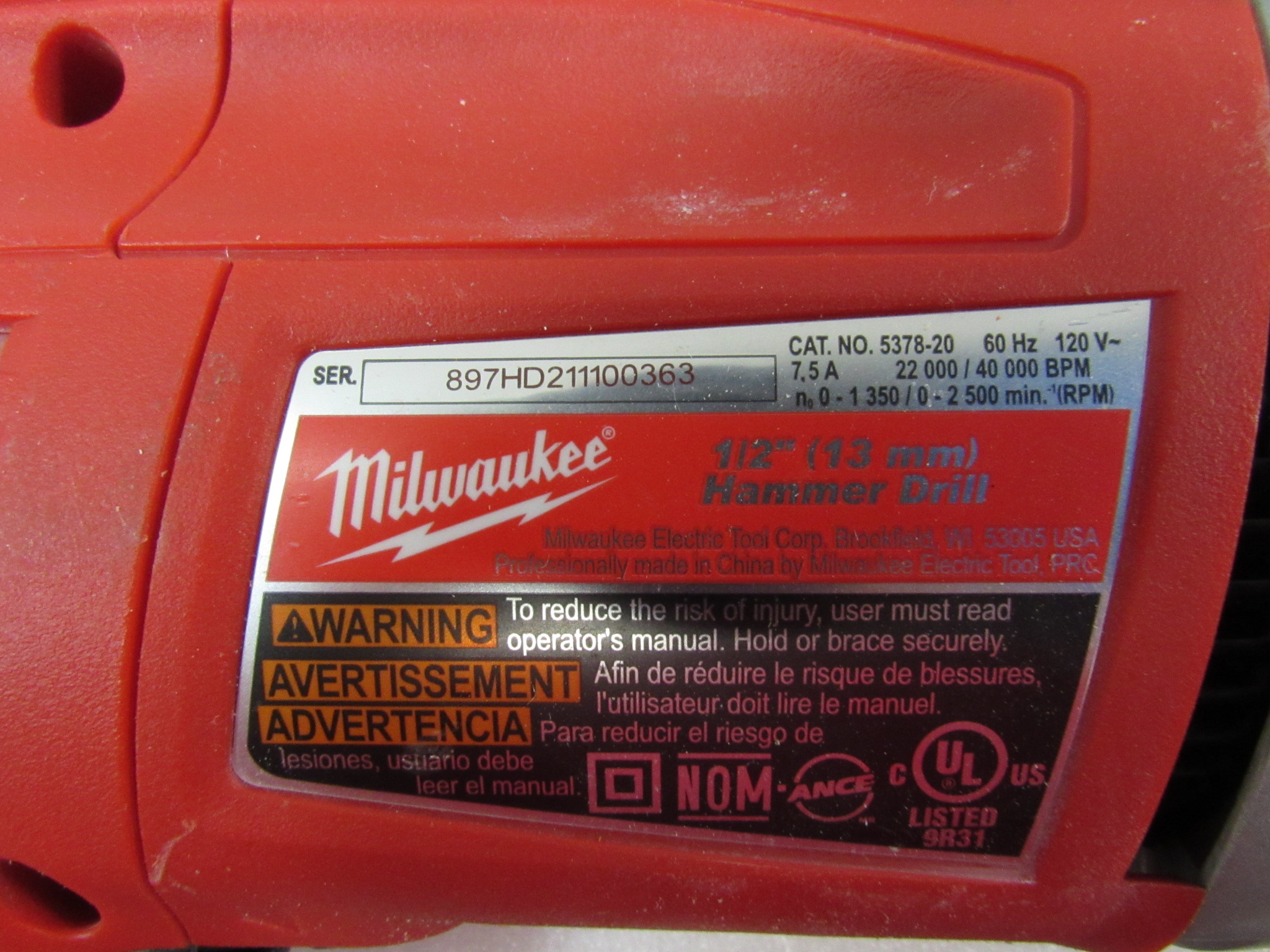 Milwaukee 5378-20 Corded 1/2