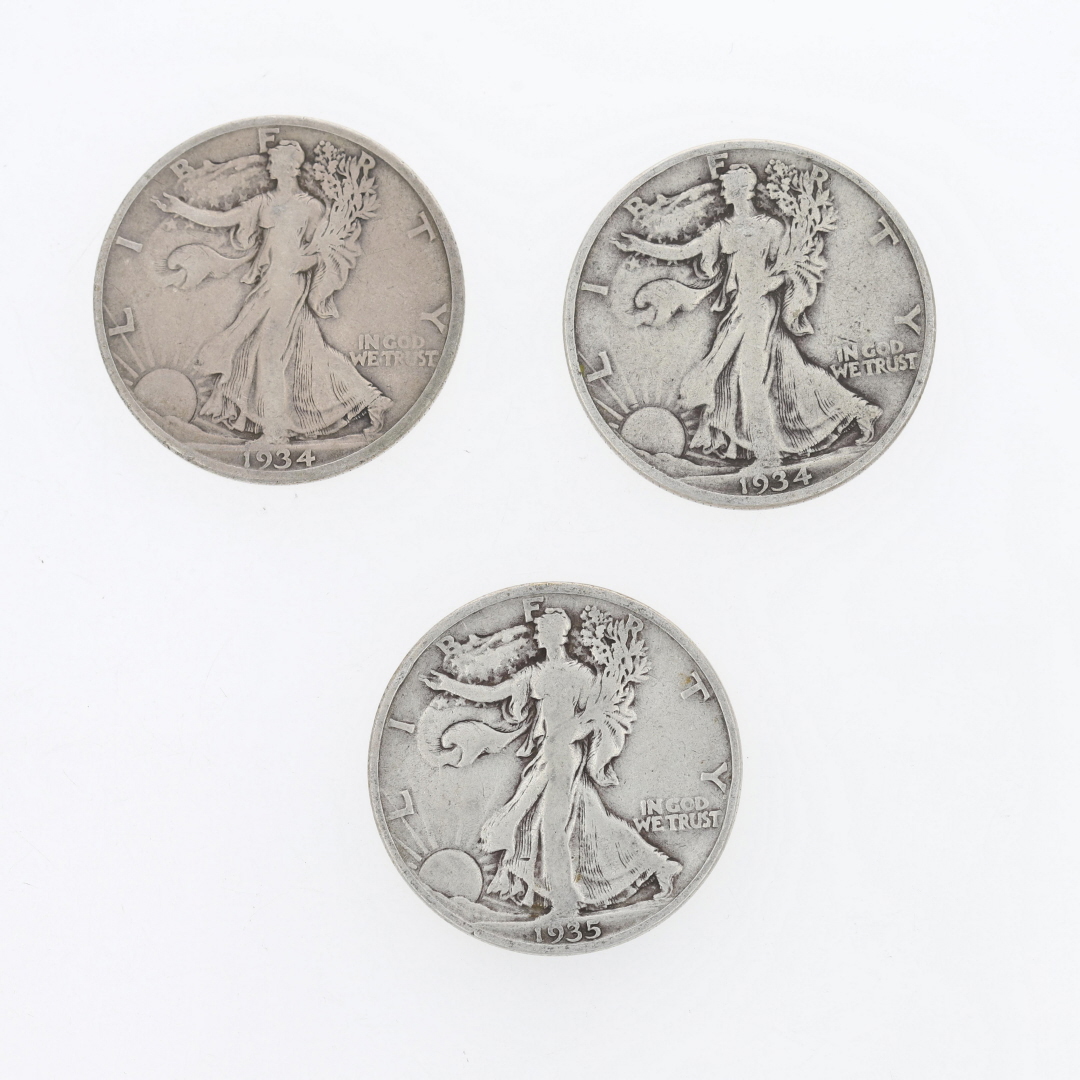 Multiple Years 50C Barber and Walking Liberty Half Dollar Fine Silver ...