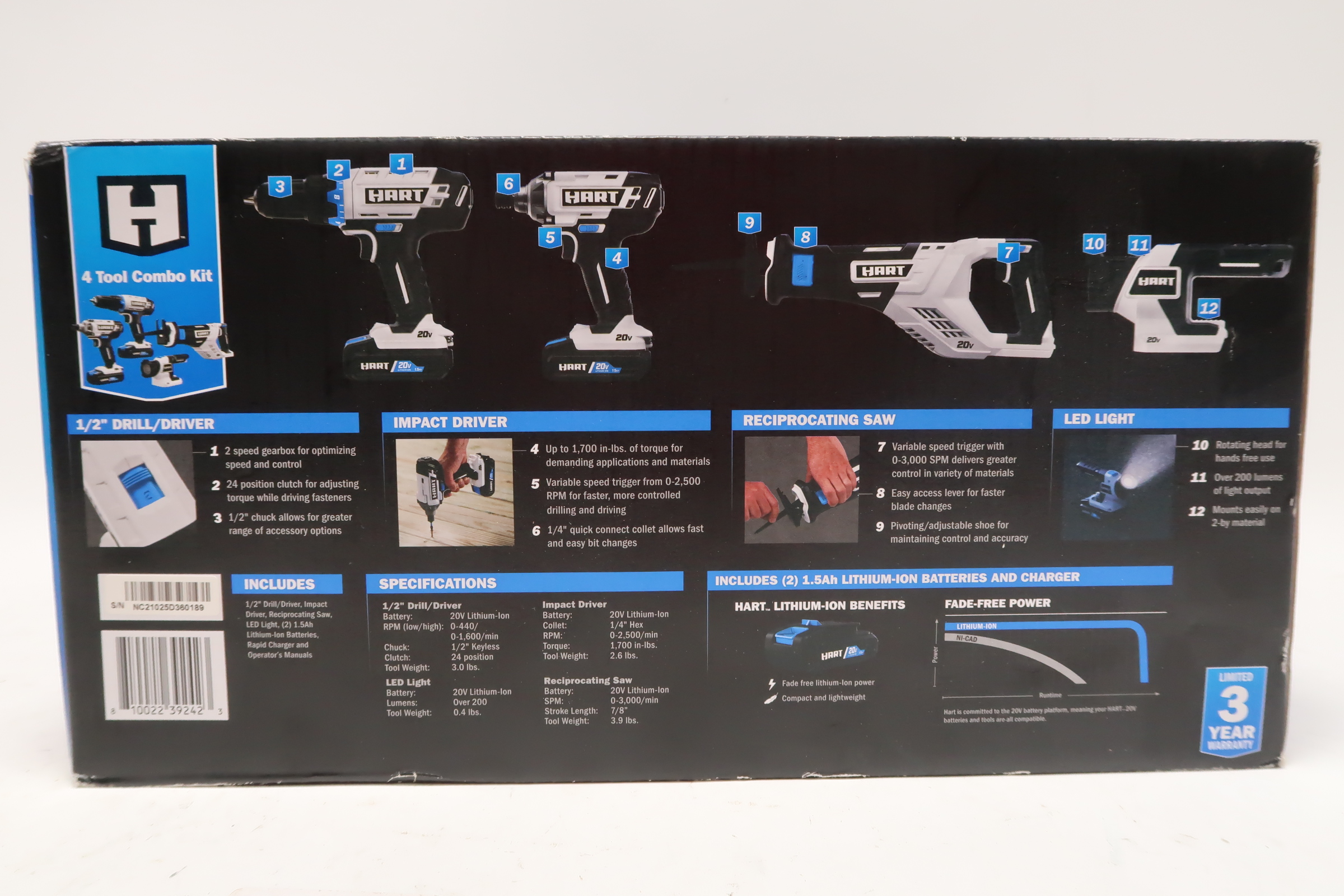 Hart HPCK402B 20Volt Cordless 4Tool Combo Kit