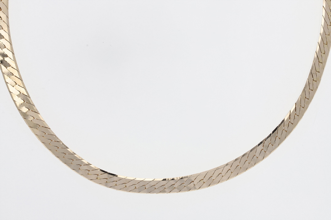 4.1mm Herringbone Link Chain 20.5" Necklace 14k Yellow Gold Italy 12.75