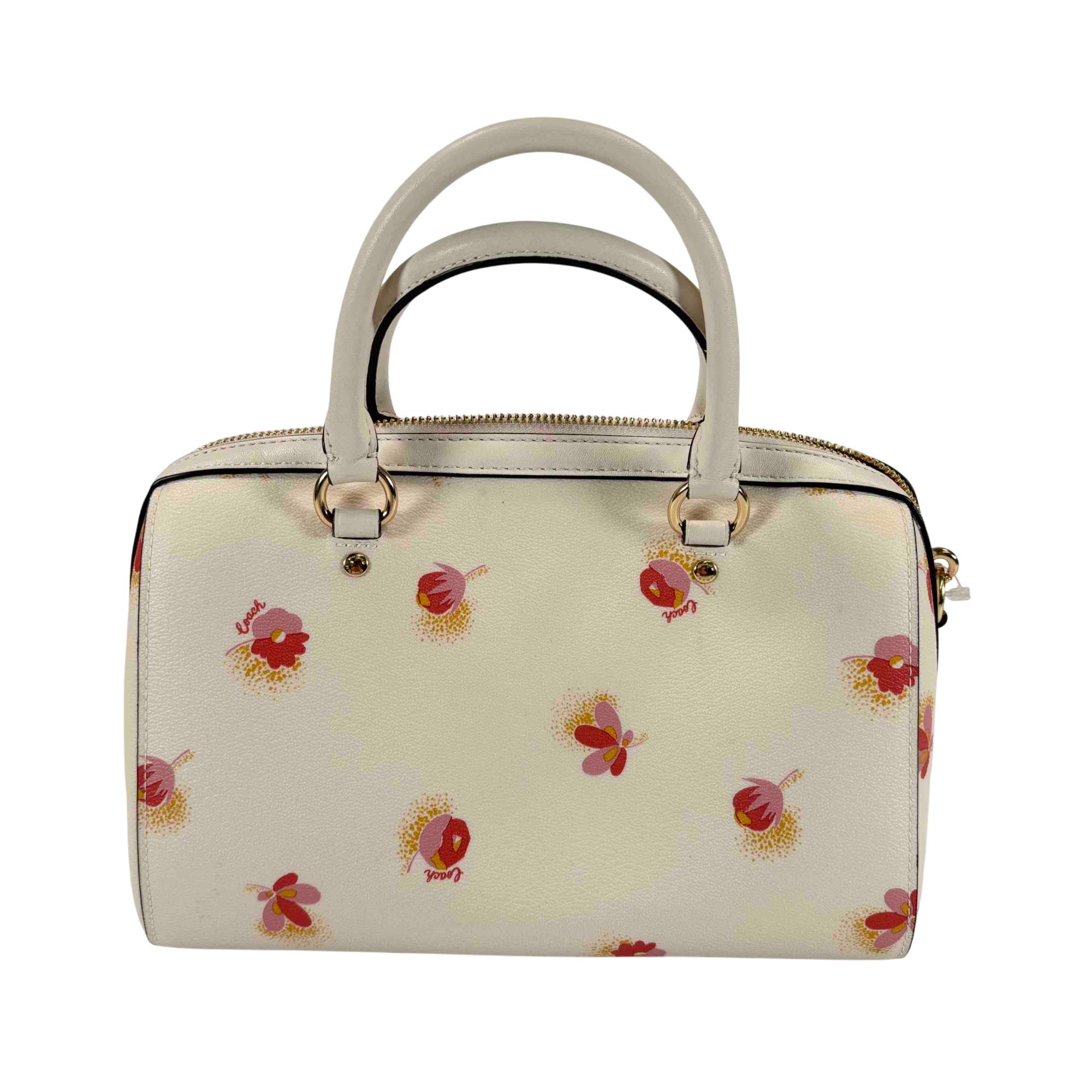 Coach Rowan Pop Floral Print Zipper Satchel Handbag