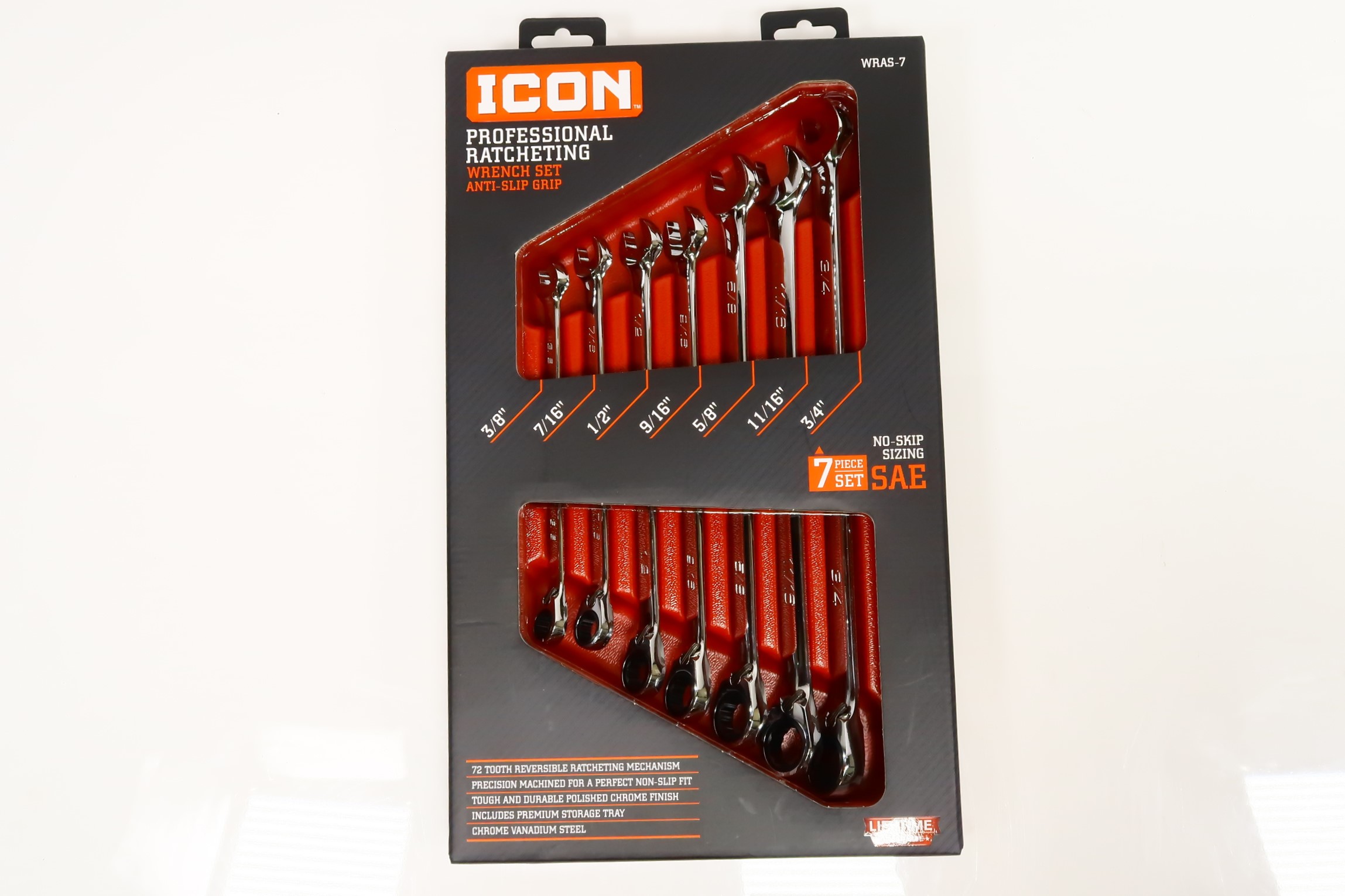 SAE Professional Ratcheting Combination Wrench Set with Anti-Slip Grip, 7 Pc. SAE Professional Ratcheting Combination Wrench Set with Anti-Slip Grip, 7 Pc.