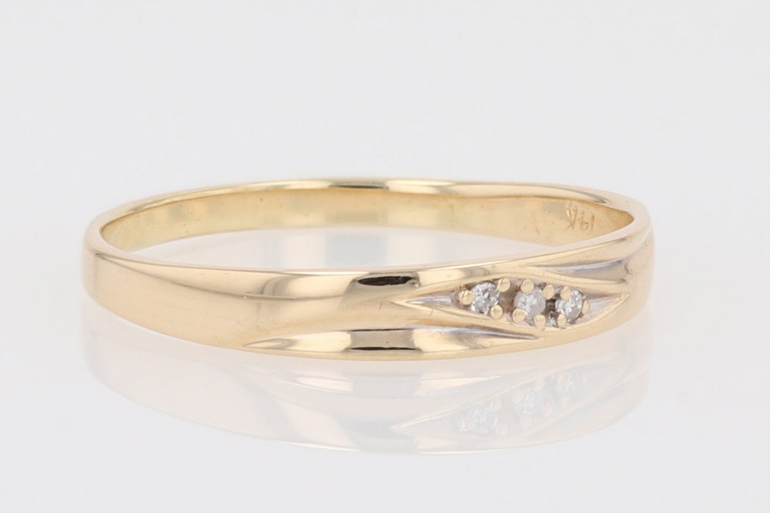 .01ctw Round Cut Diamond Prong Set Wedding Band Ring 14k Yellow Gold ...