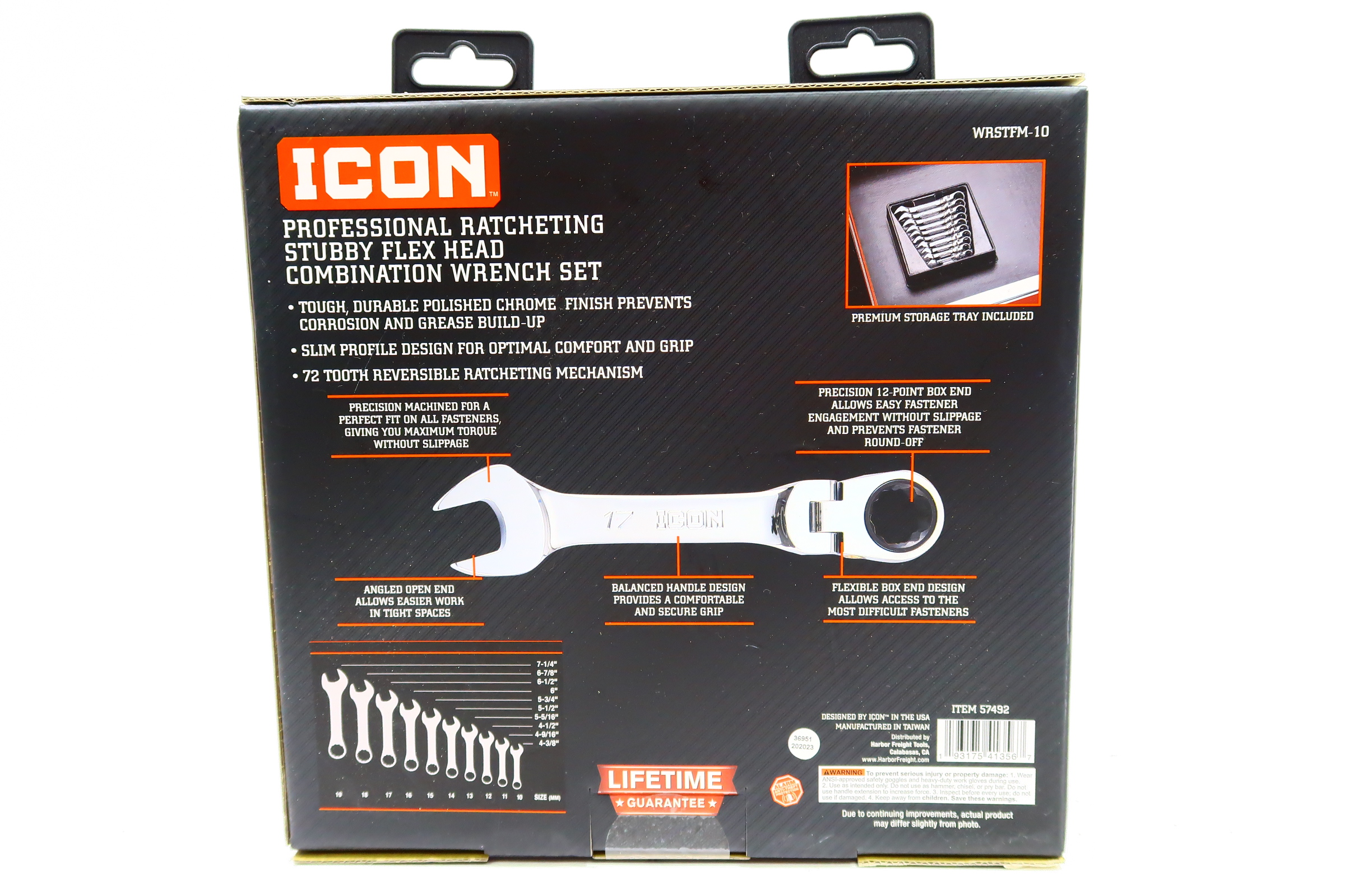 ICON WRSTFM-10 Professional 10Pc Stubby Flex Head Ratcheting Combo ...