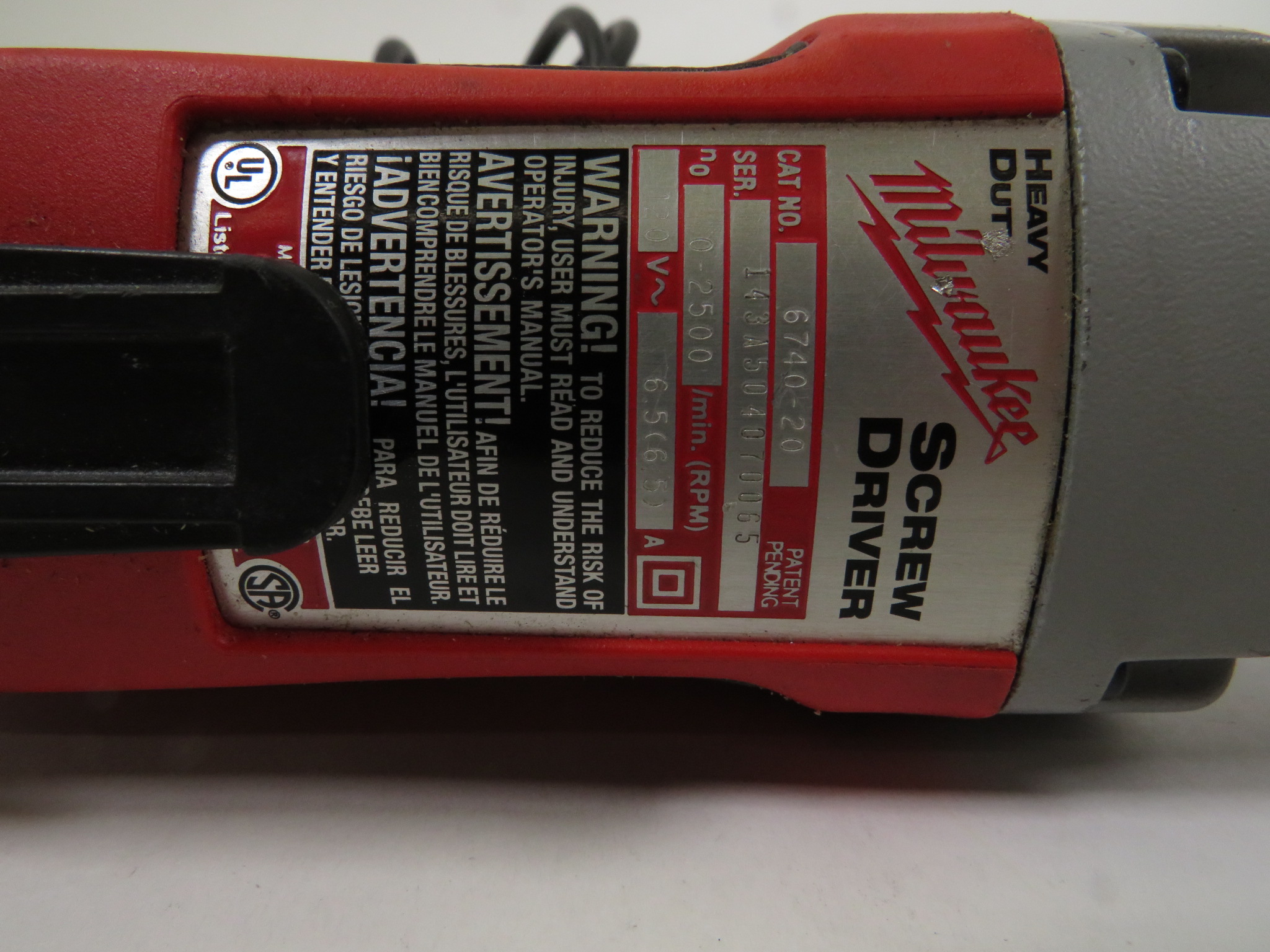 Milwaukee 6740-20 Corded Heavy Duty Screw Driver
