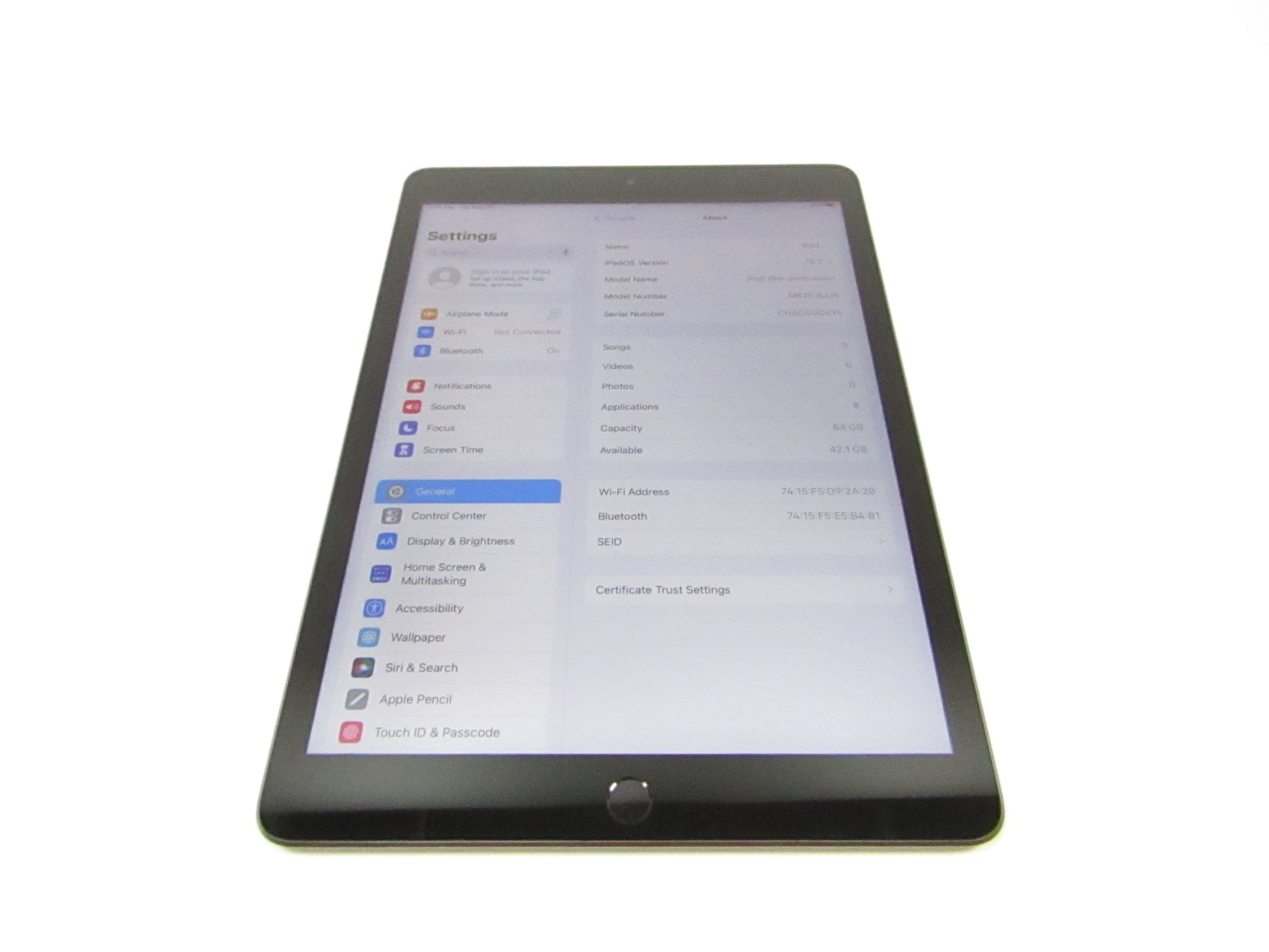 Apple iPad 9th Gen A2602 10.2