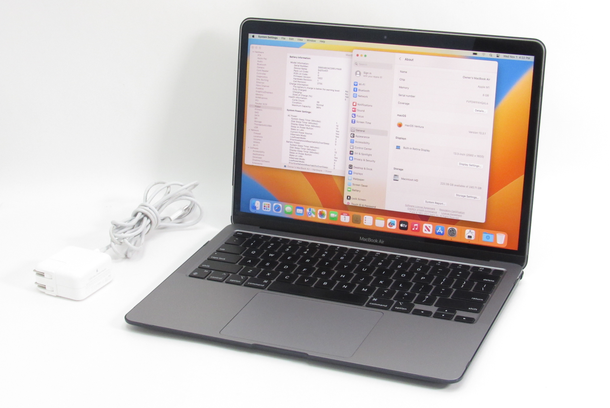Apple MacBook Air 2020 (M1) MGN63LL/A Apple M1 3.2GHz 8GB RAM 