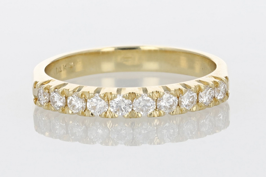 .37ctw Round Cut Diamond Prong Set Wedding Band Ring 14k Yellow Gold ...