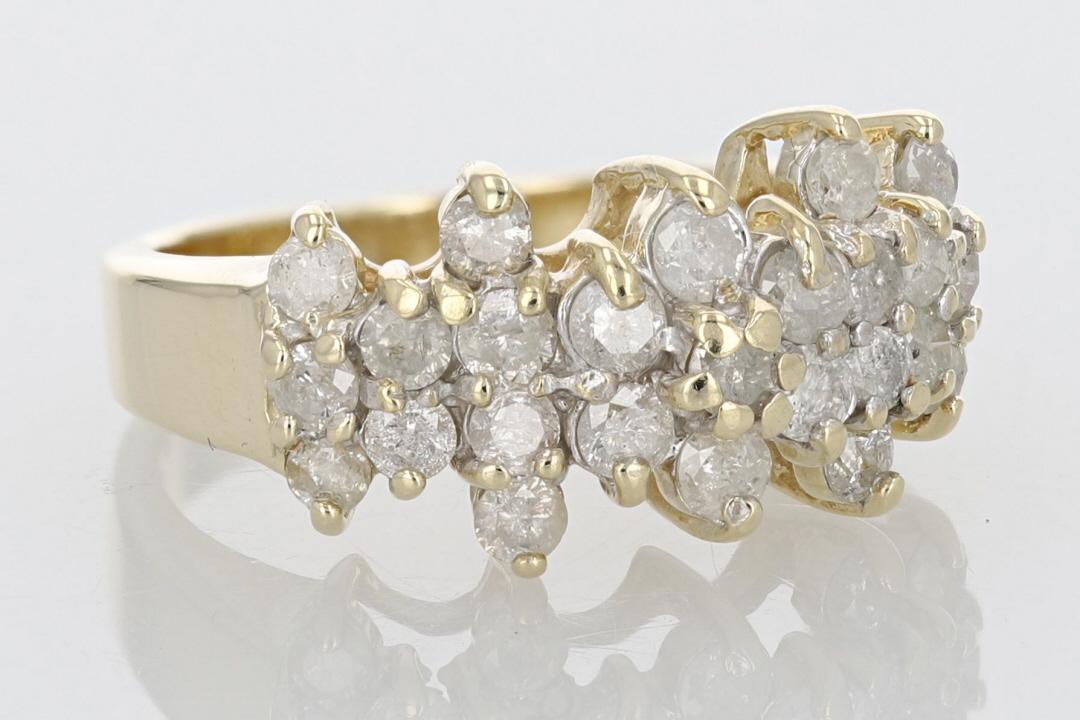 1.94ctw Round Cut Diamond Cluster Statement Ring 10K Yellow Gold Size 7