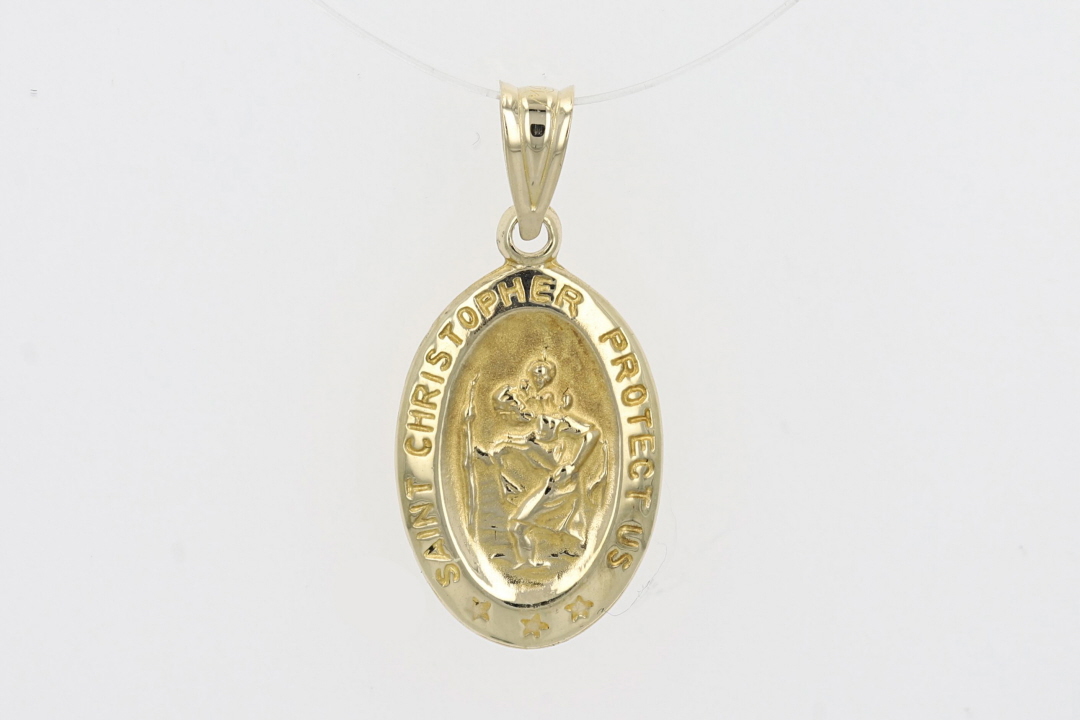 Religious Saint Christopher Pendant Without Chain 14k Yellow Gold 1.24 