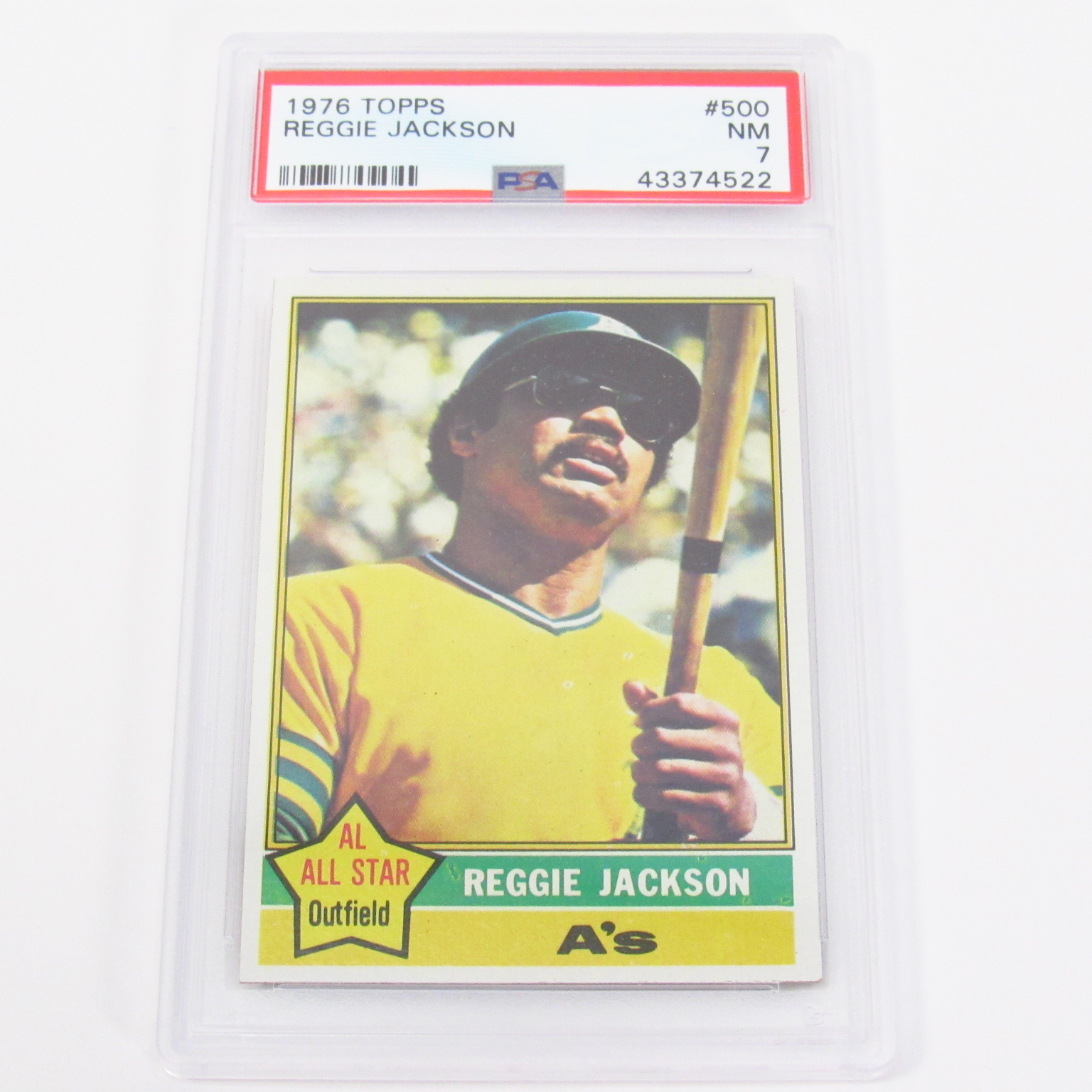 Reggie Jackson Oakland A's Topps 1976 #500 PSA Near Mint 7 Baseball MLB Card