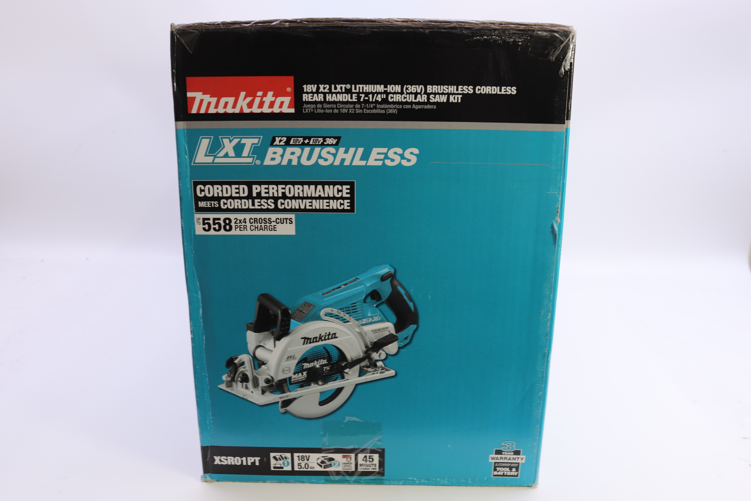 Makita 18V X2 LXT 5.0Ah (36V) Brushless Rear Handle 7-1/4 in. Circular Saw Kit with 18V LXT Brushless Compact Router XSR01PT-XTR01Z - The Home Depot