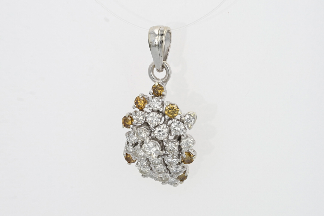 .94ctw Round Cut Diamond Cluster Pendant without Chain 14k White Gold 2