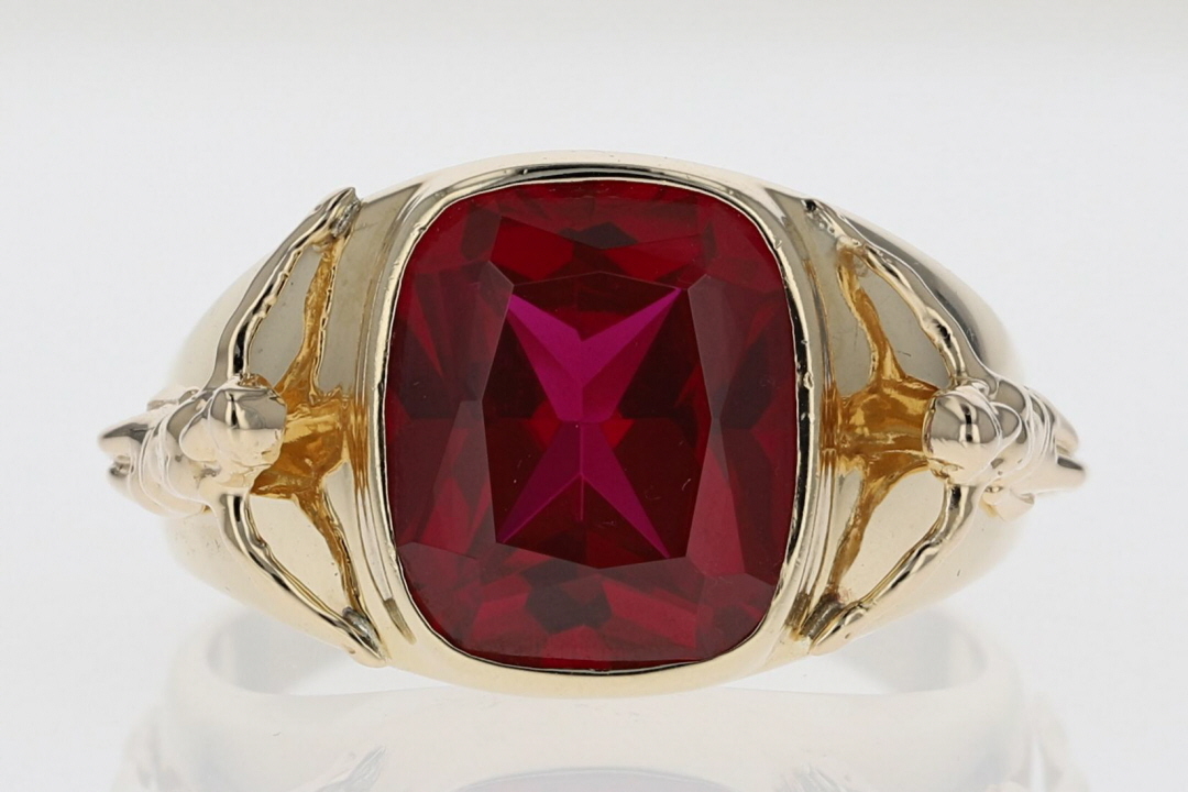 Vintage Hand Engraved Ruby Signet Ring - Etsy
