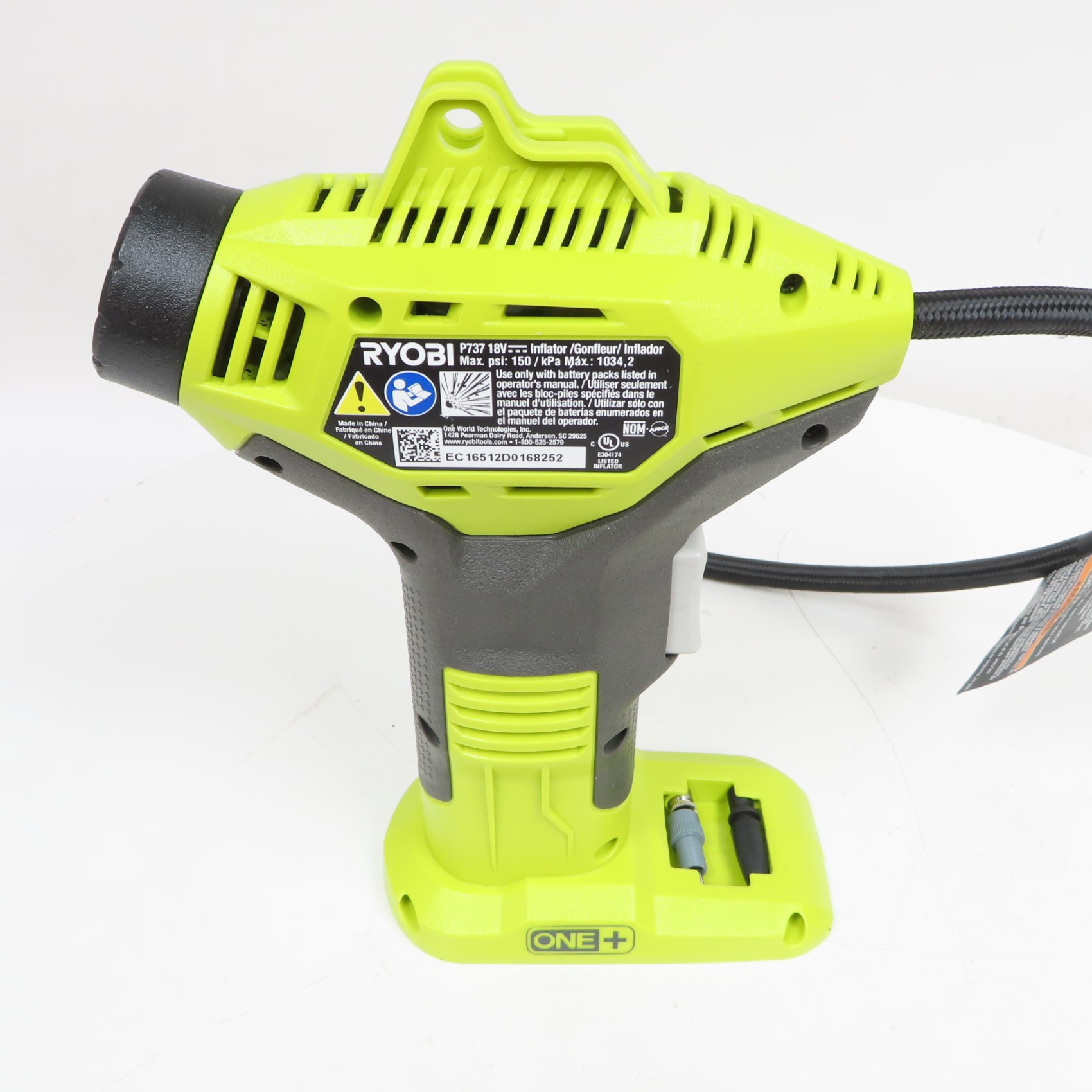 Ryobi P737 ONE+ 18V Portable Cordless Electric Air Inflator Kit