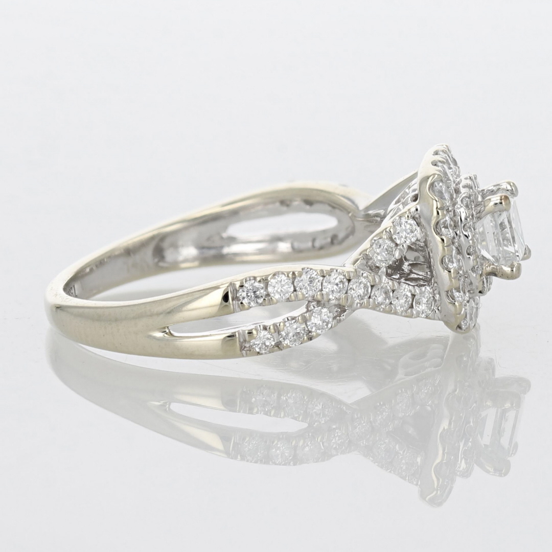 .79ctw Princess Cut Diamond Double Halo Engagement Ring 14k White Gold ...
