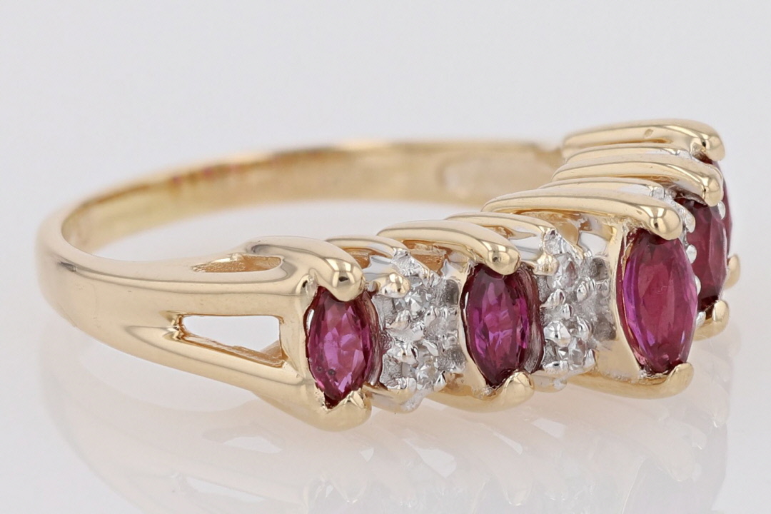 .78ctw Marquise Ruby and Diamond Prong Set Statement Ring 14k Yellow ...