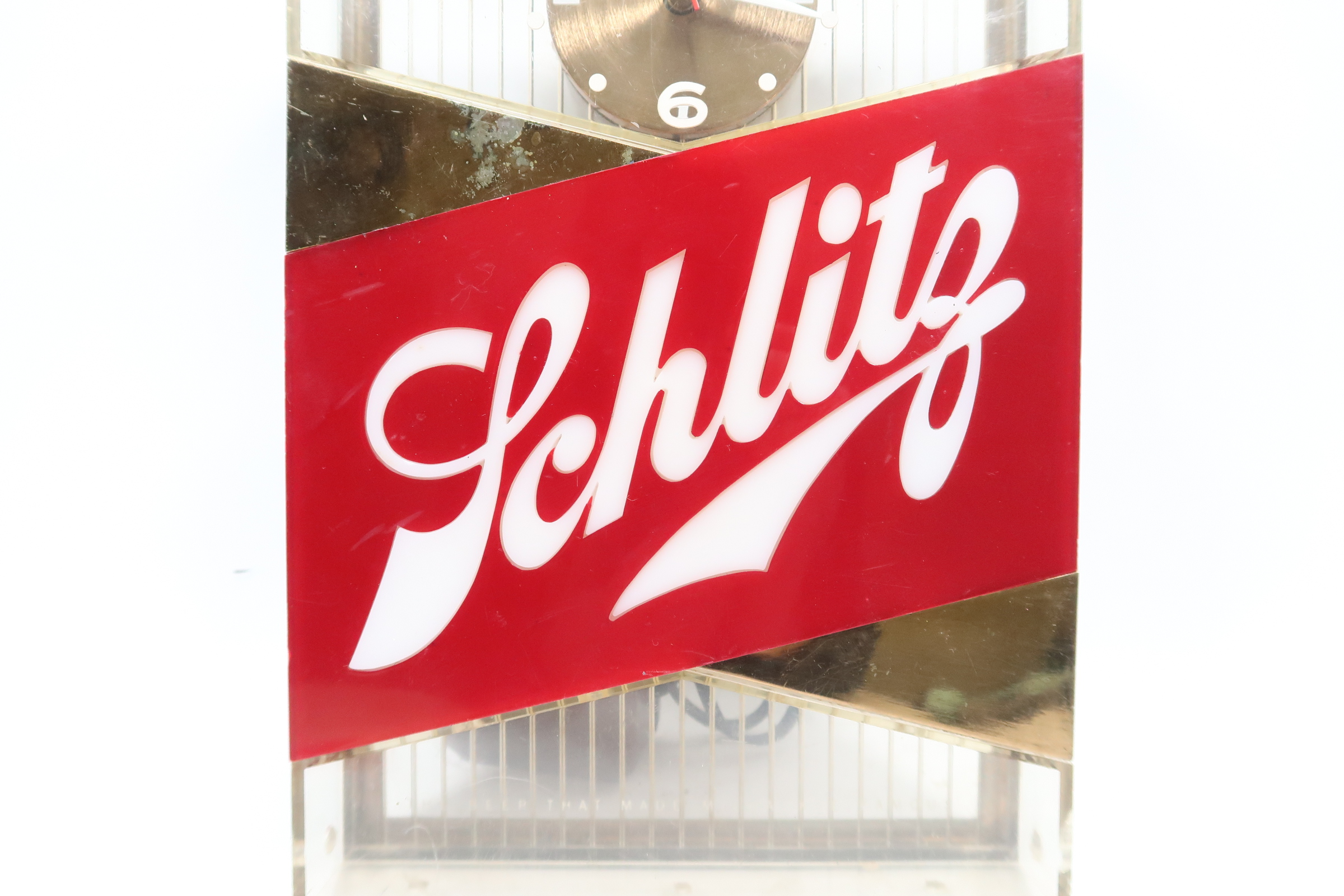 Schlitz Acrylic Fluorescent Bar Clock/Light 1959