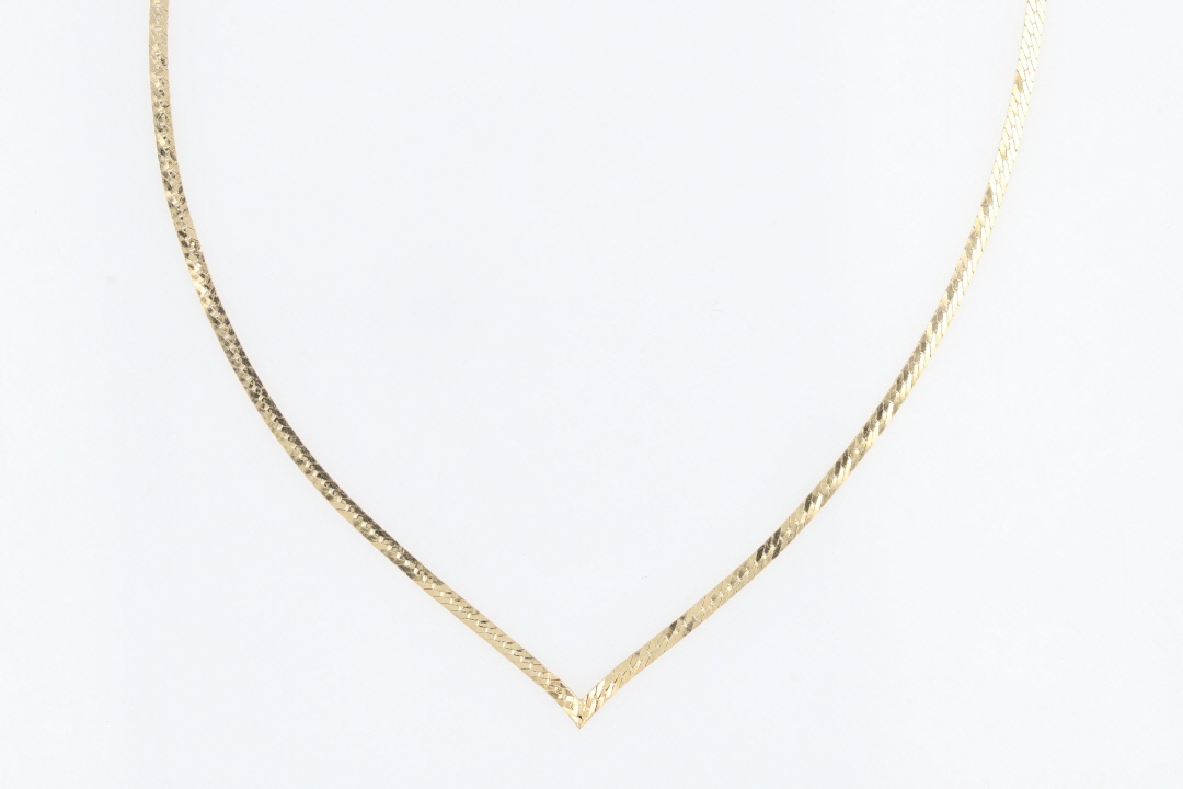 1.6mm hot Herringbone Chain Thin Necklace Real 14K Yellow Gold