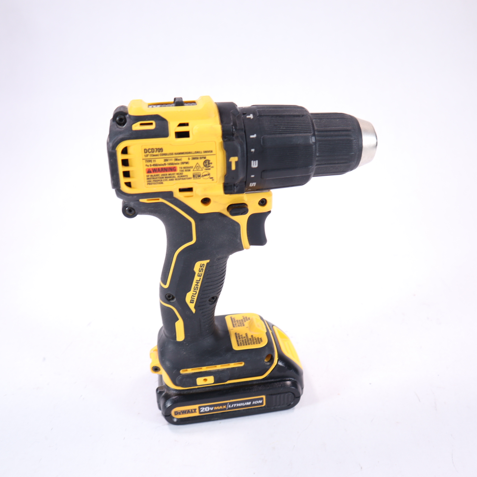 DEWALT DCD709 20-Volt MAX Li-Ion Cordless Brushless Compact 1/2