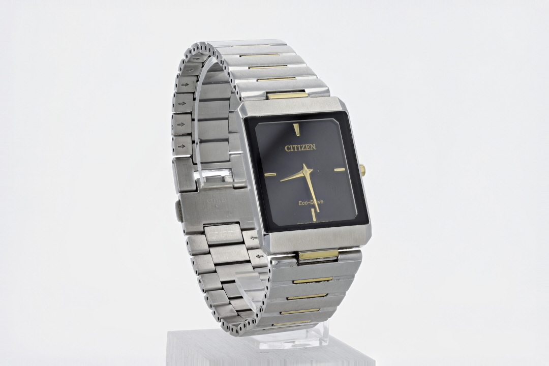 Citizen Stiletto Tank Black Dial Eco-Drive Stainless Steel Unisex