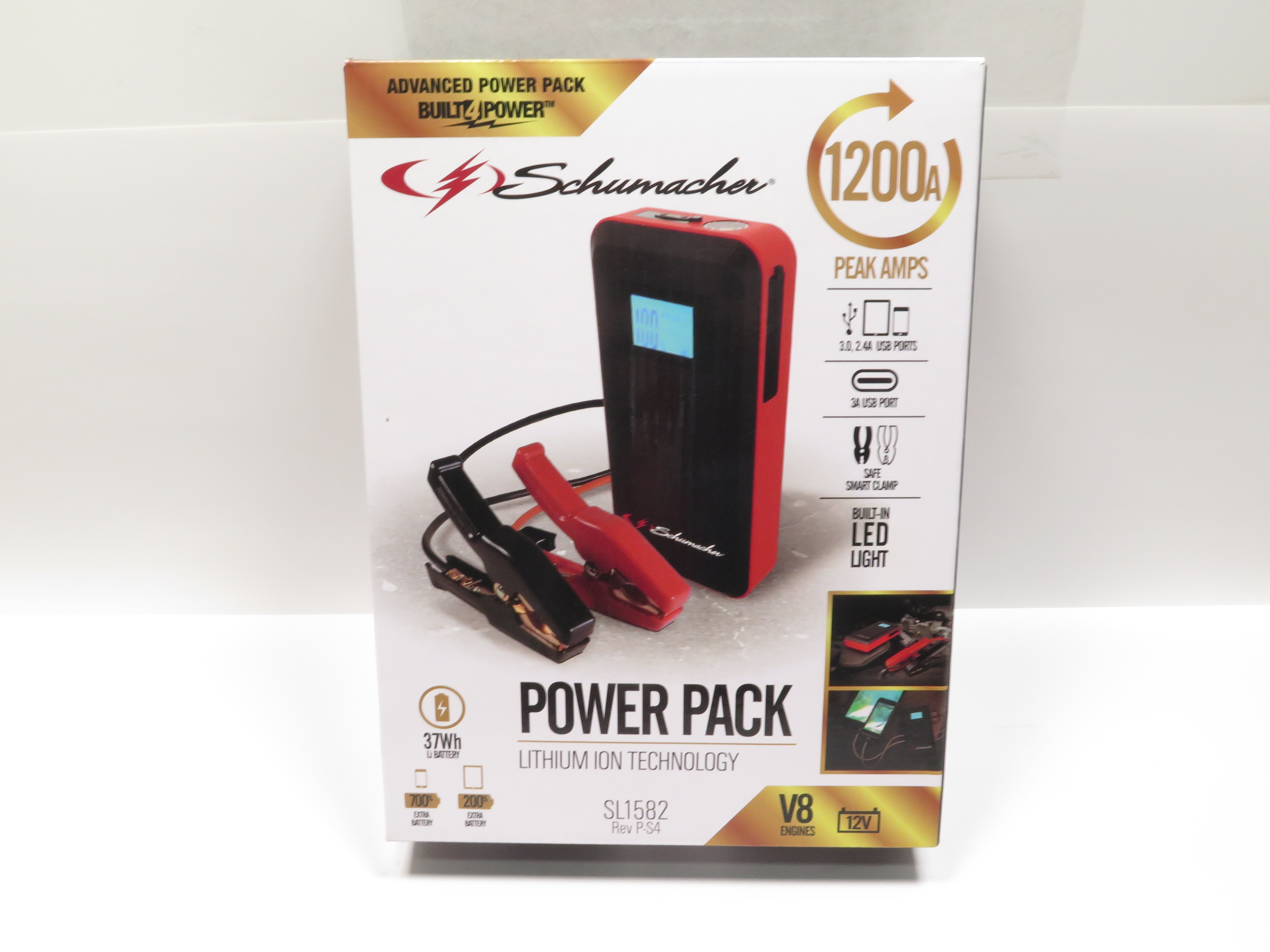 Schumacher SL1582 1200 Peak Amp Lithium Jump Starter / Power Pack 3789