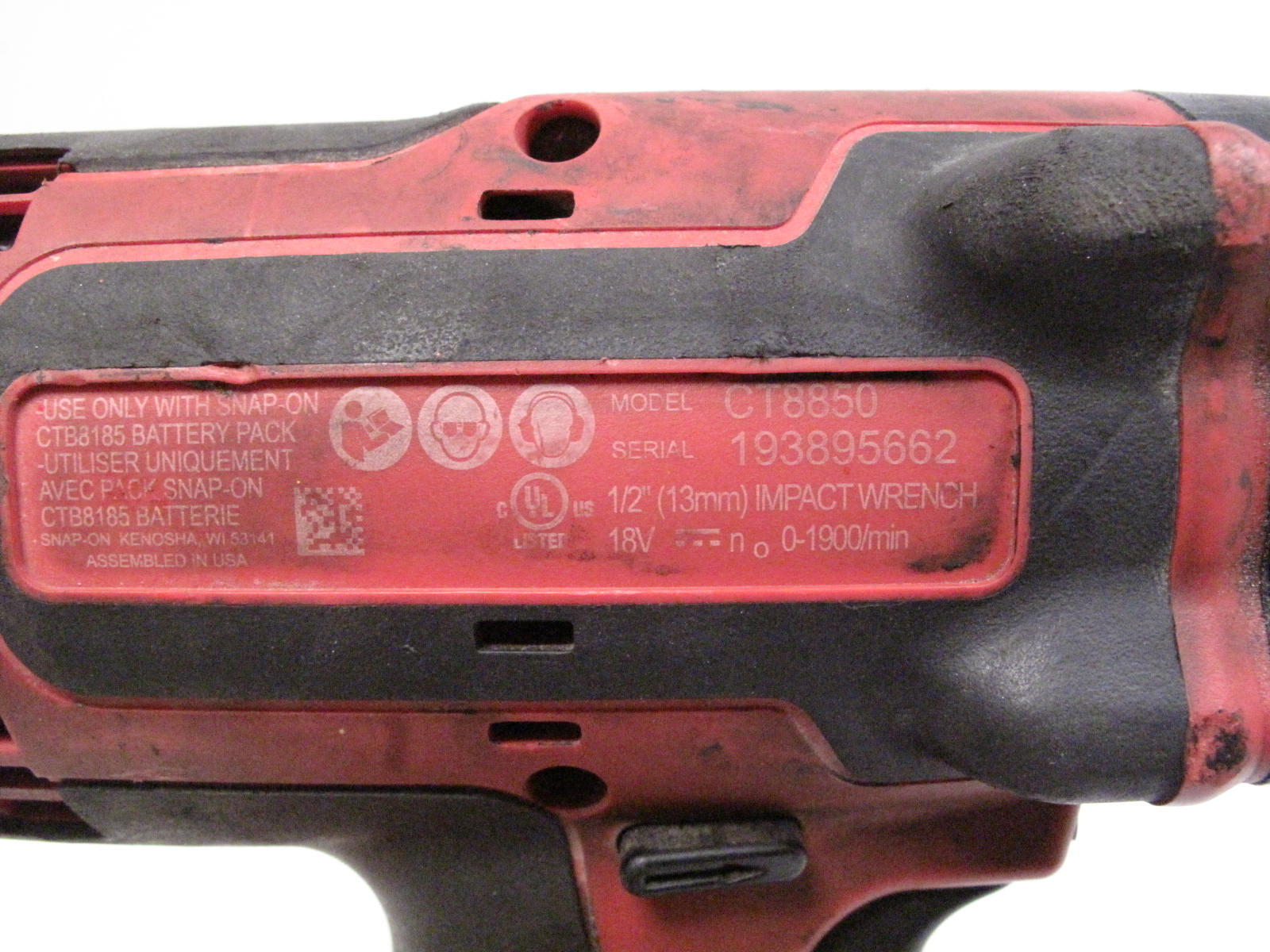 Snap On CT8850 1/2" Cordless Impact Wrench Kit 18V