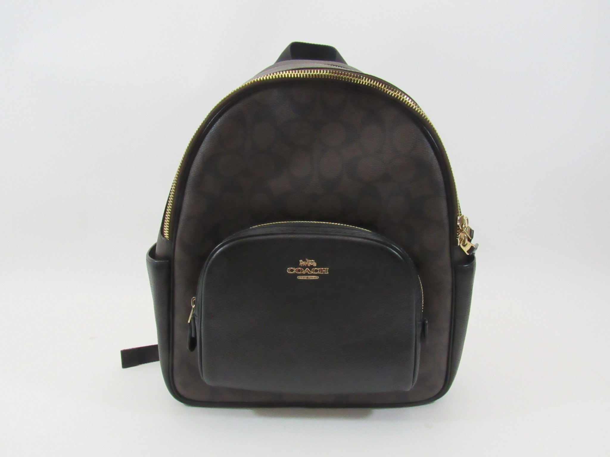 Coach 5671 Court Backpack Signature Brown Black Accents