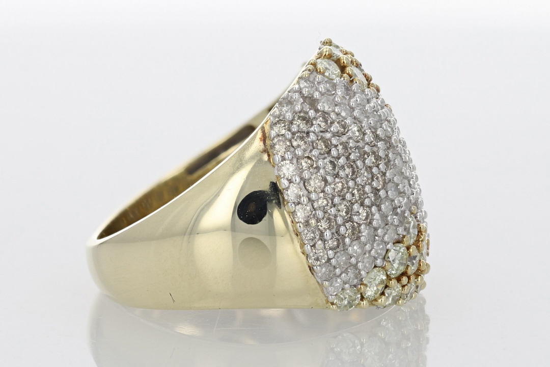 1.52ctw Round Cut Diamond Cluster Statement Ring 10k Yellow Gold Size 7