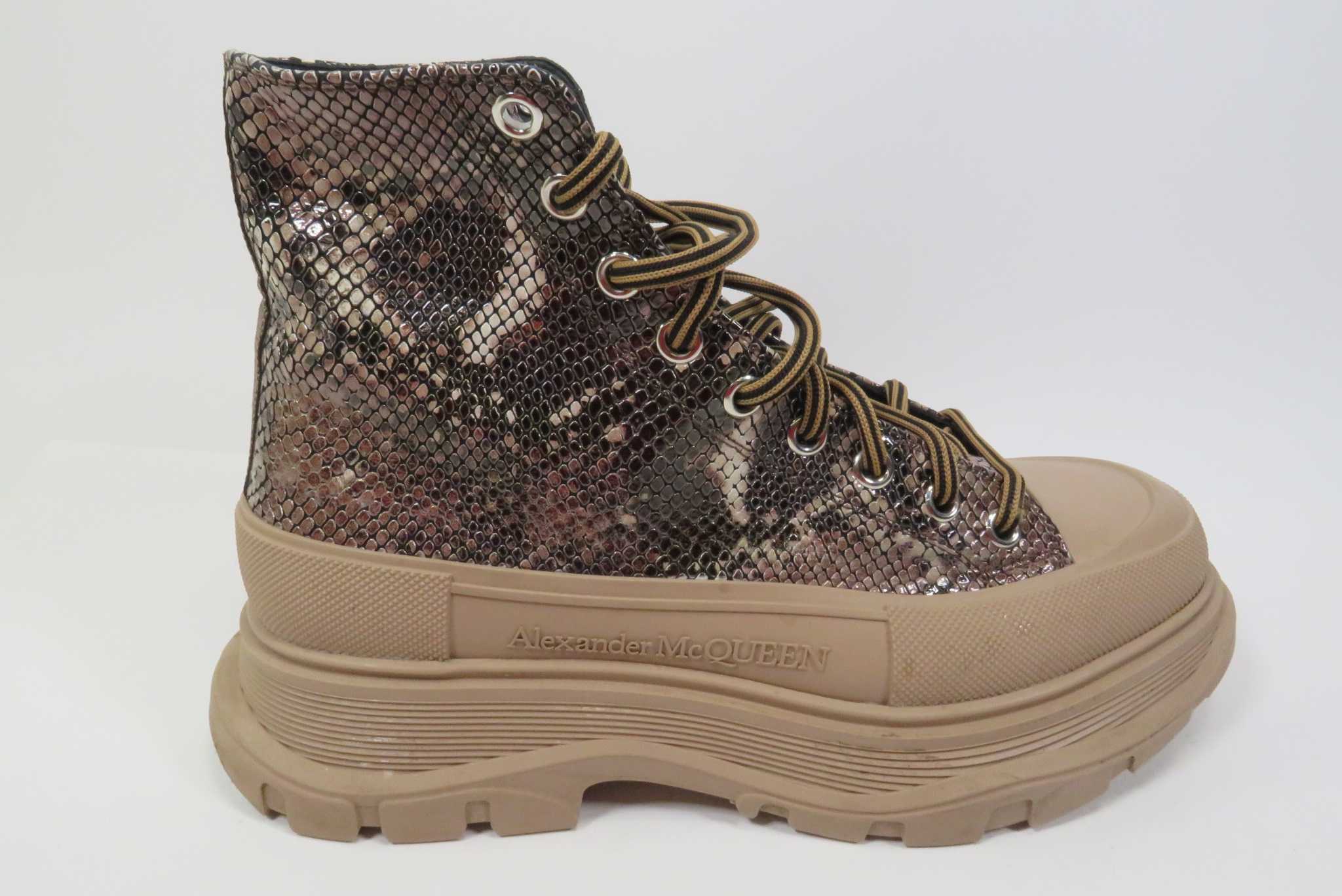 Alexander McQueen Tread Slick Snakeskin Ankle Boots