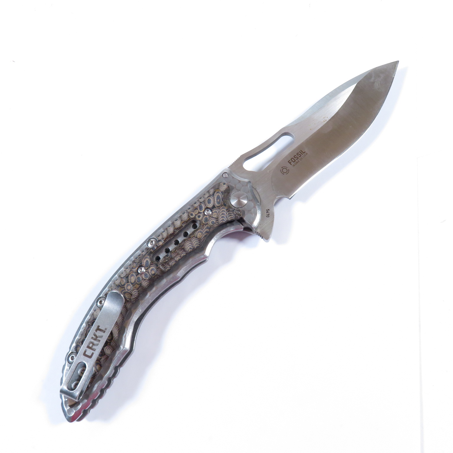 CRKT Fossil 5470 Modified Drop Point 4? Blade Folding Pocket Knife