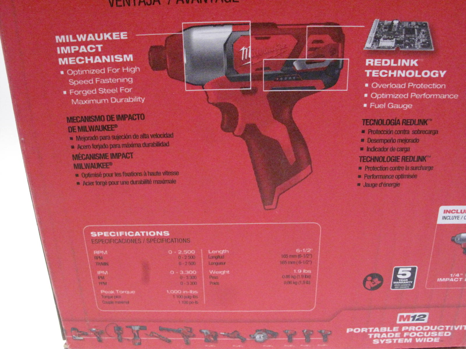 Milwaukee 246220 12V 1/4" Hex Cordless Impact Driver Tool Only