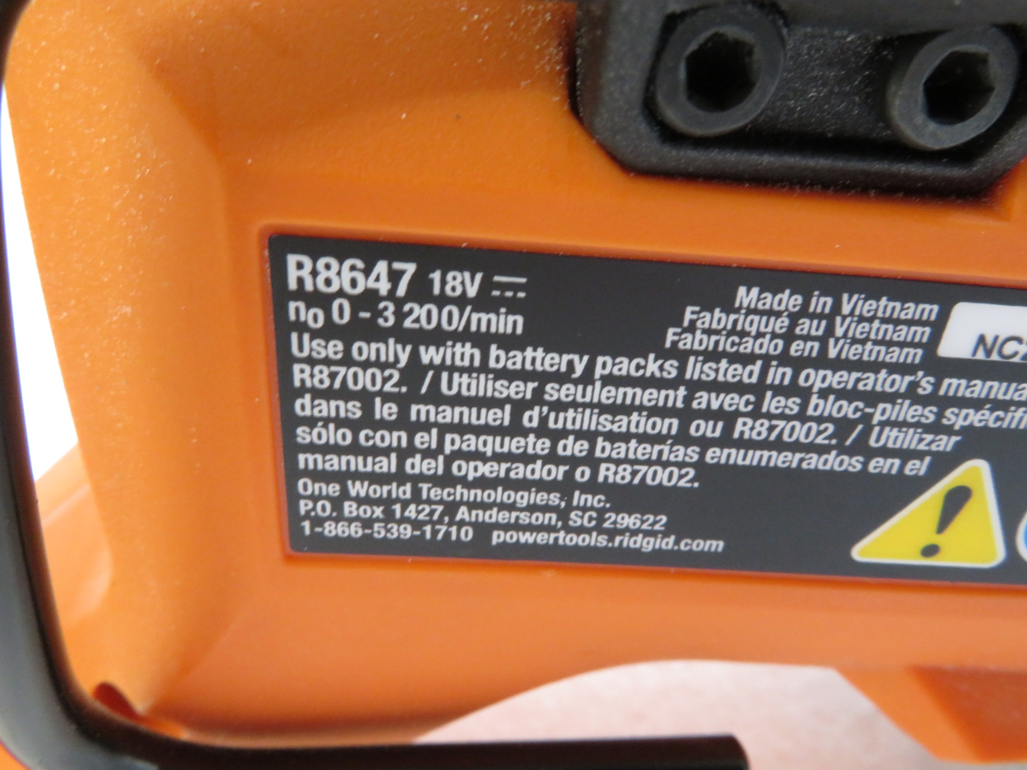 Ridgid R8647 18V Brushless Cordless Reciprocating Saw