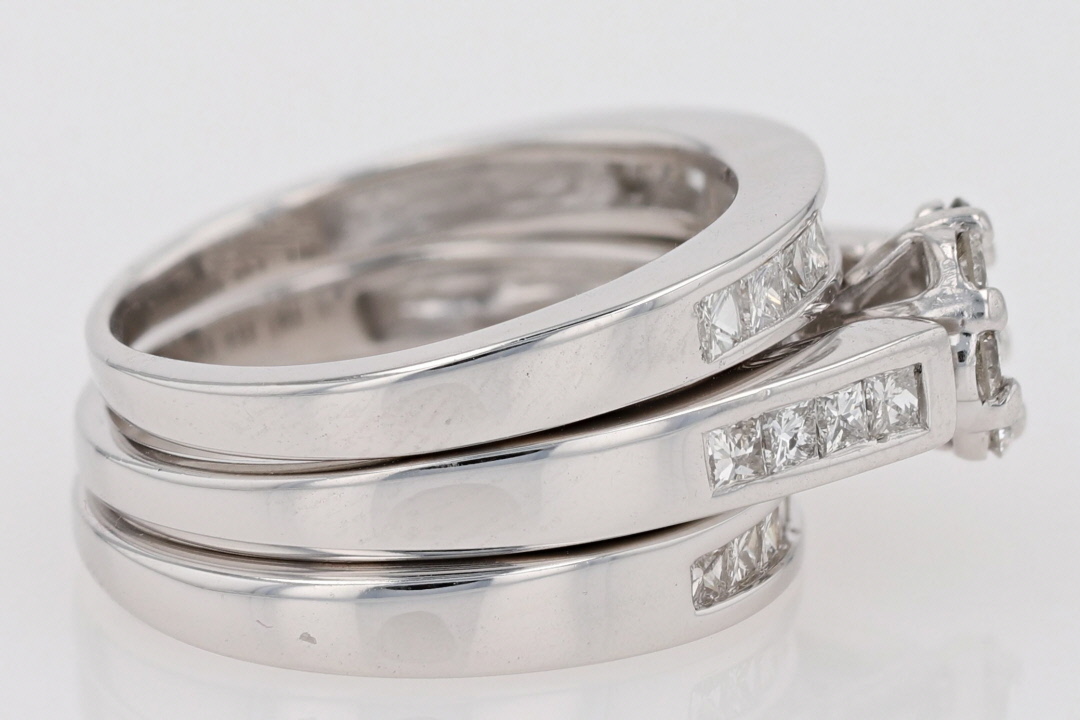 1.00ctw Round Cut Diamond Cluster Wedding Set Rings 14k White Gold Size 5